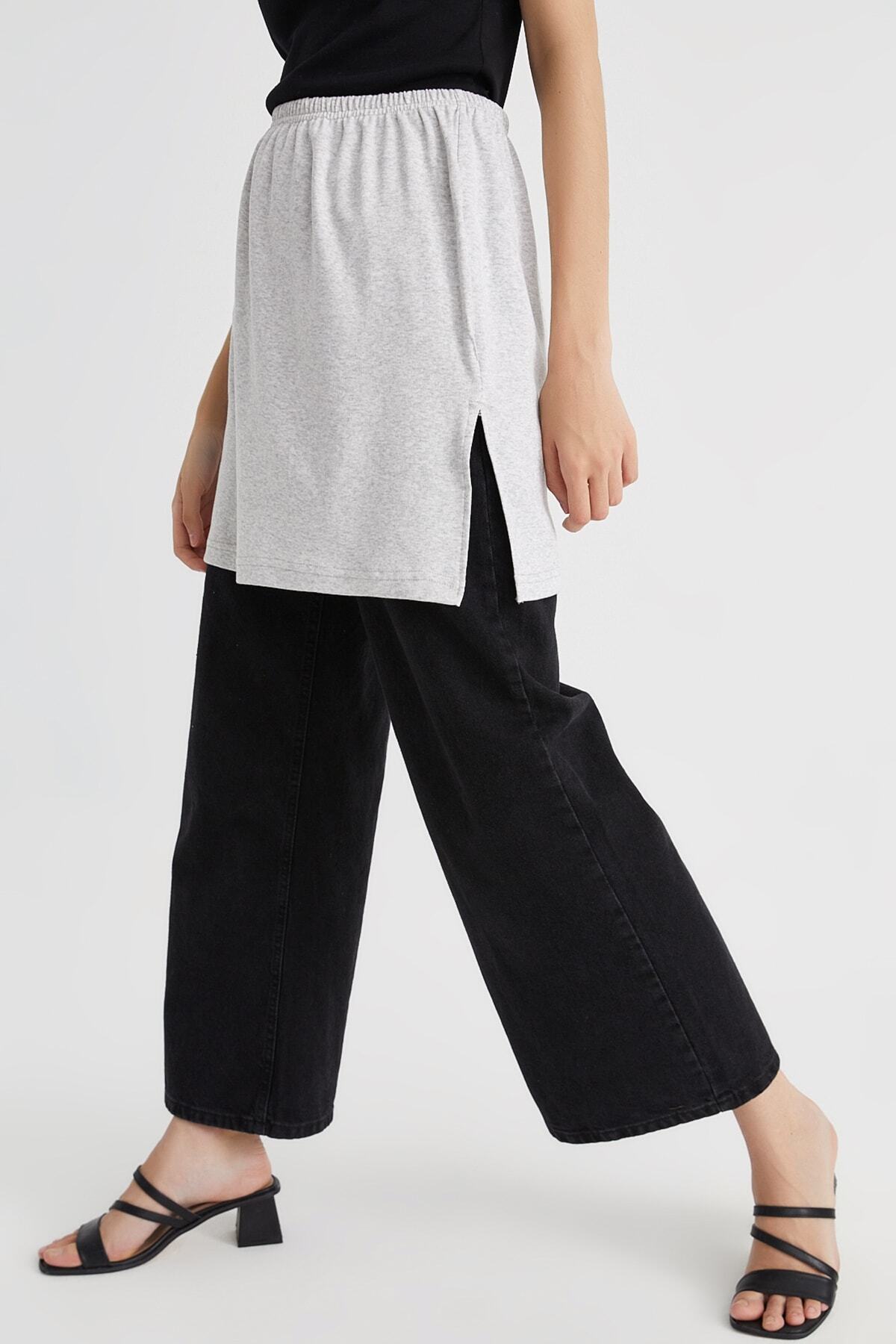 mirach Penye Içlik Etek - Gri