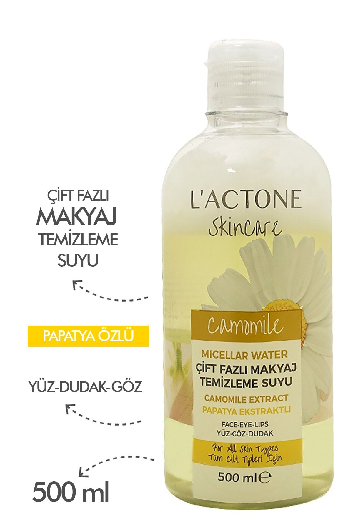 L'ACTONE Çift Fazlı Makyaj Temizleme Suyu Papatya 500 ml