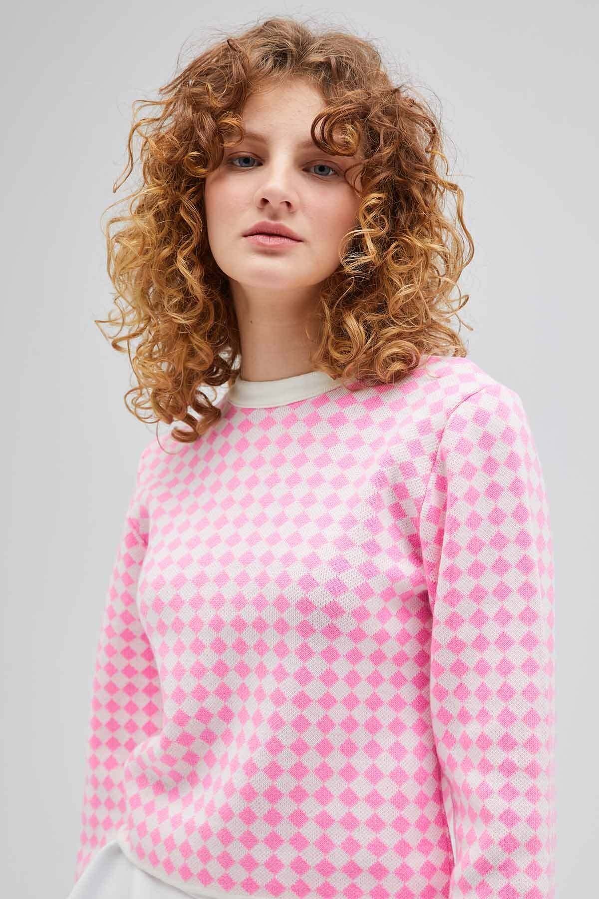 Hooopstore Desenli Triko Body - Pembe