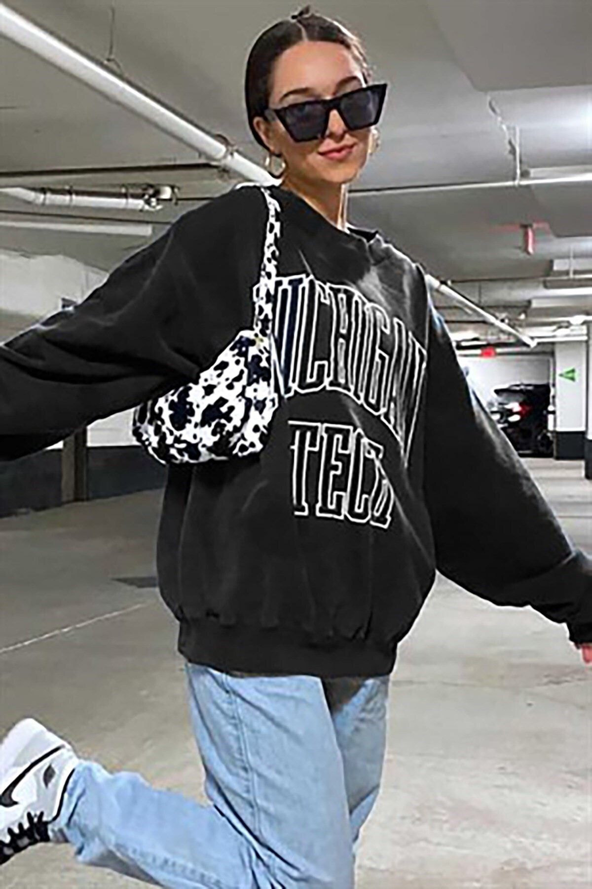 Madmext Mad Girls Siyah Kadın Sweatshirt Mg922