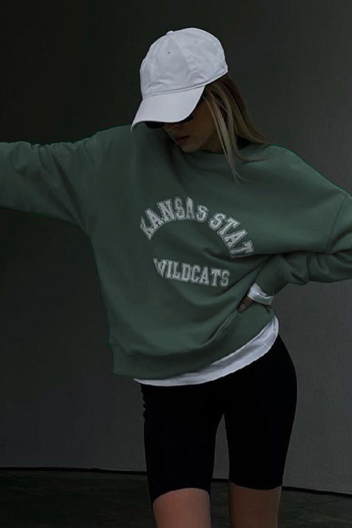 Madmext Mad Girls Koyu Yeşil Sweatshirt Mg1217