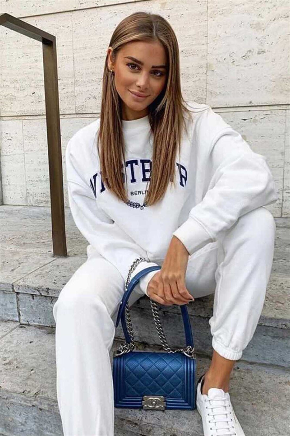Madmext Mad Girls Kadın Beyaz Eşofman Takım Mg835