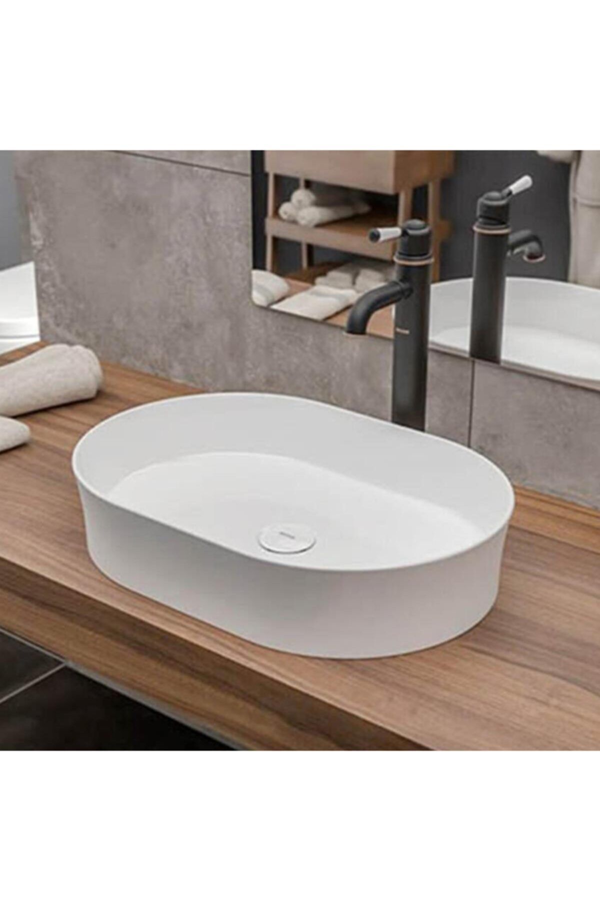 Bocchi Lavabo Tezgah Üstü Elips 55x38 Cm Parlak Beyaz 1521-001-0125