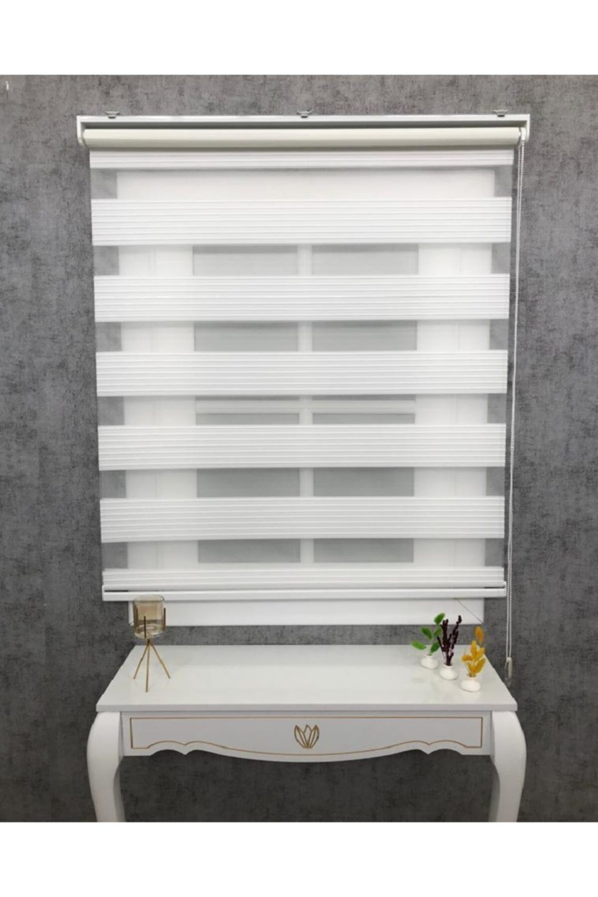 TREND STOR PERDE Ekru Geniş Plise Zebra Stor Güneşlik Perde