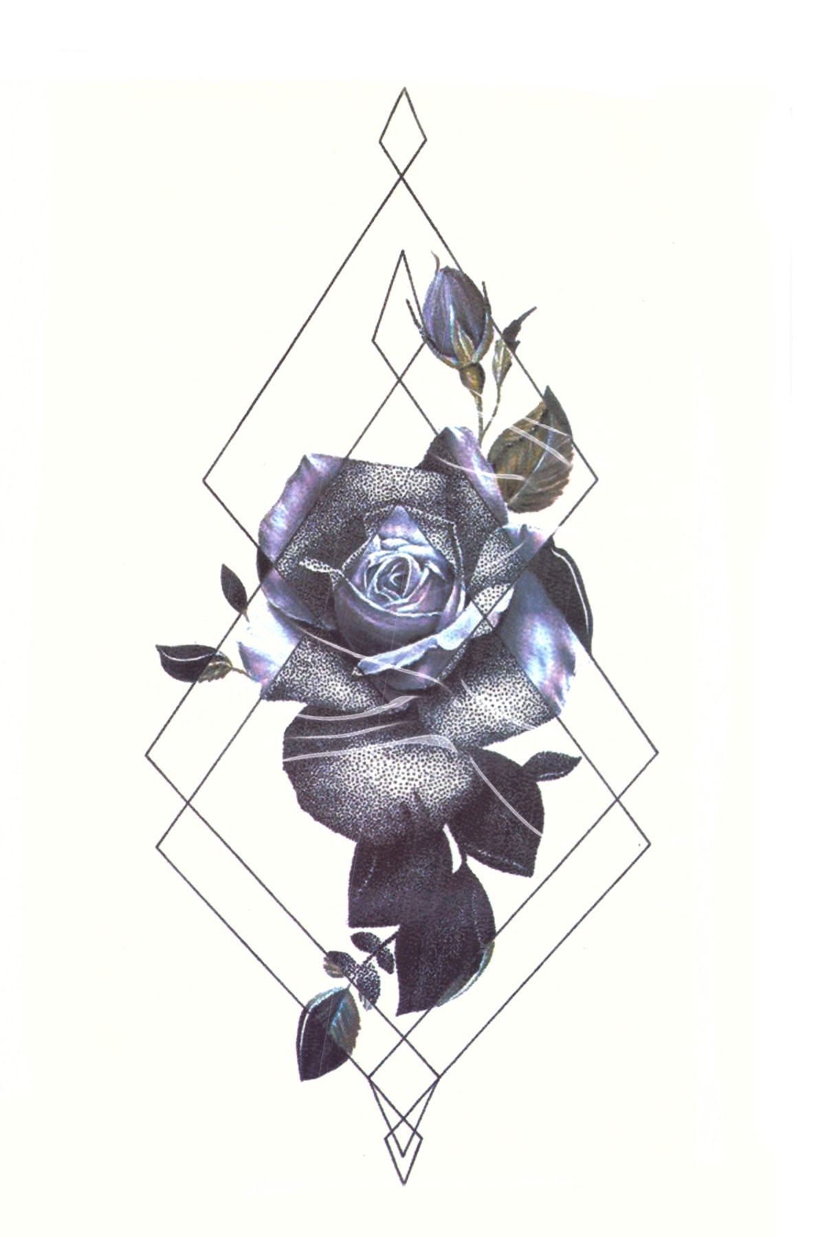 Store&Tattoo Üçgen Çicek Geçici Dövme Orta Boy 21x15 Cm