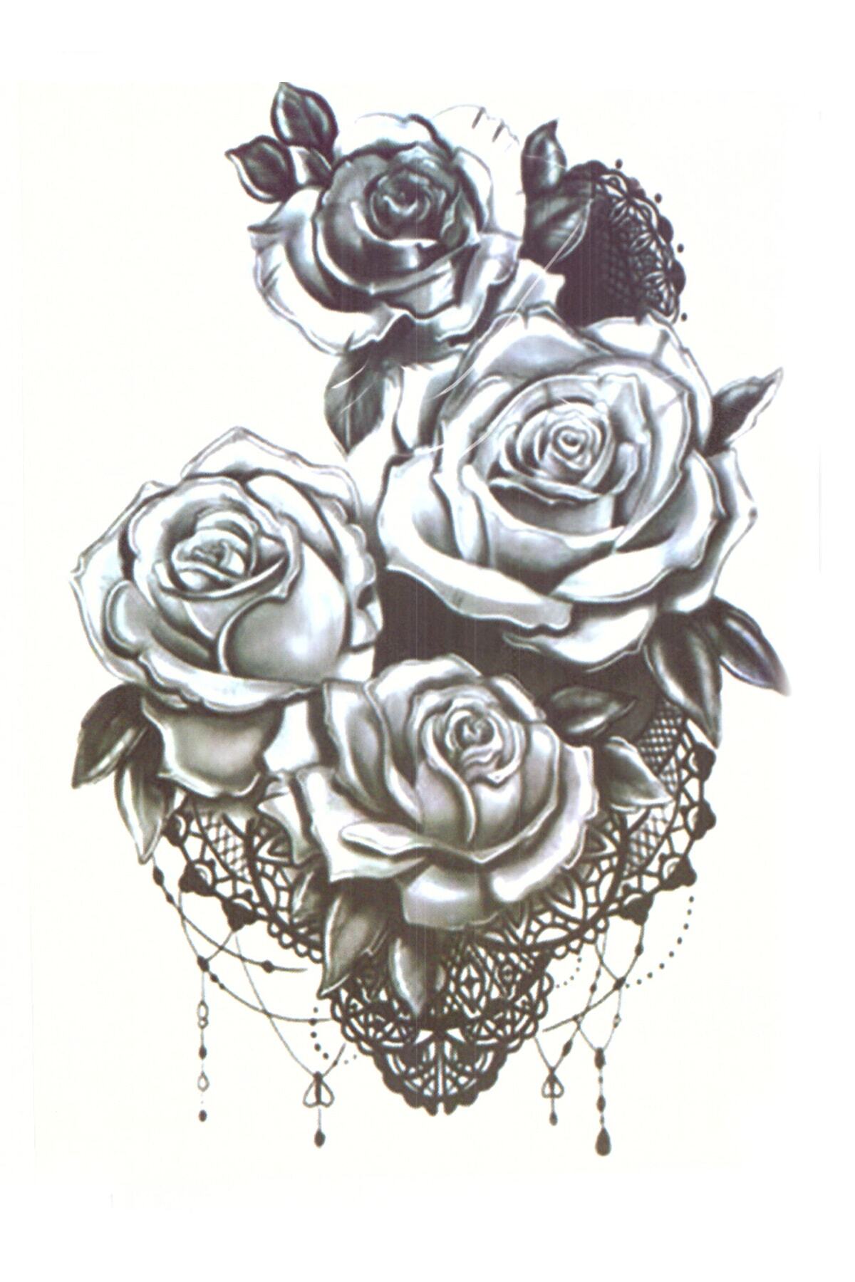 Store&Tattoo Çoklu Gül Geçici Dövme Orta Boy 21x15 Cm