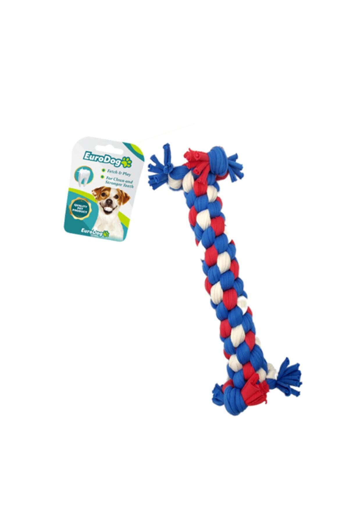 thepassioniz Eurodog Dumbell Diş Ipi Beyaz Mavi Kırmızı 24 Cm