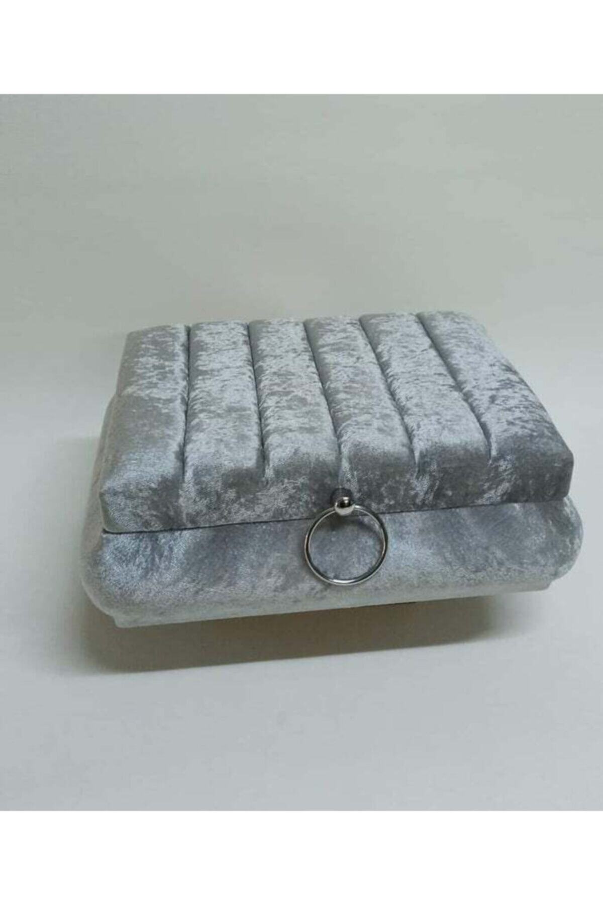 KÜBRAHOME'S Kadife Kutu Çok Amaçlı Kutu Gri