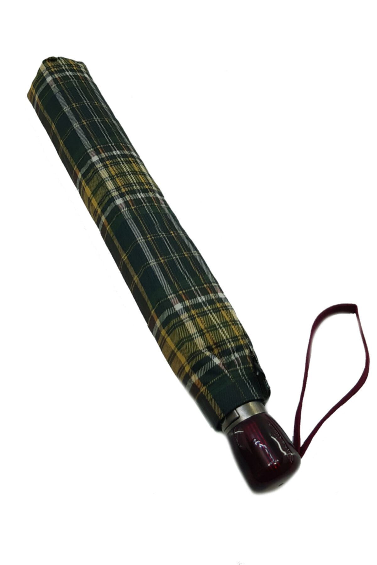 Baginn Snotline-april Bayan Şemsiye Otomatik Açılır 10telli Kapalı Boyut 40 Cm 95 Cm Çap Yeşil Ekose
