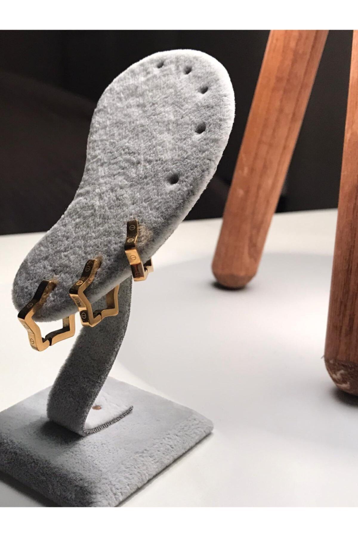 nordistanbul Gold Yıldız Cartier 3'lü Çelik Küpe Seti
