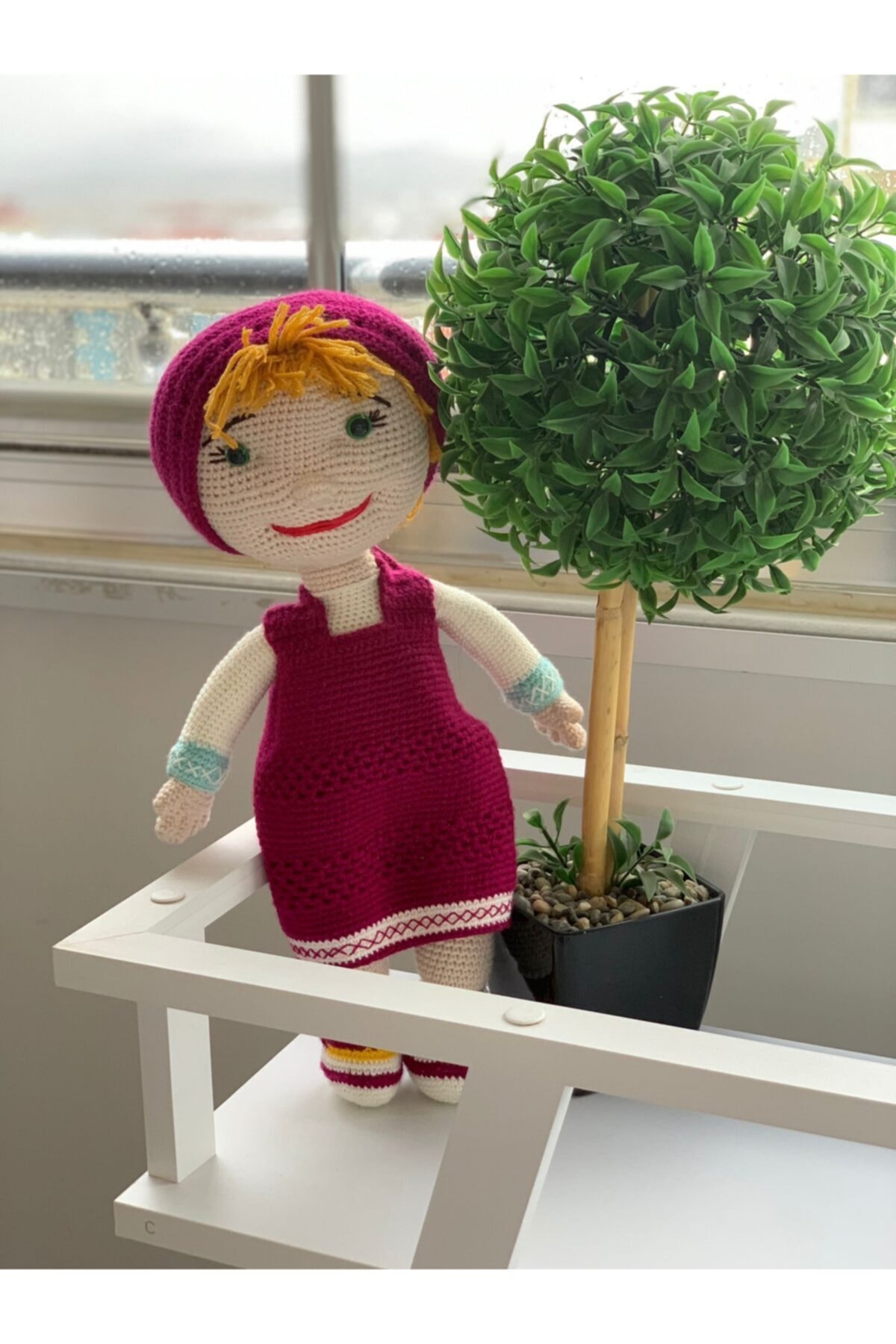 madiboooyuncak Madiboo Oyuncak Doğal El Örgüsü Şirin Kız Amigurumi Bebek 45 cm