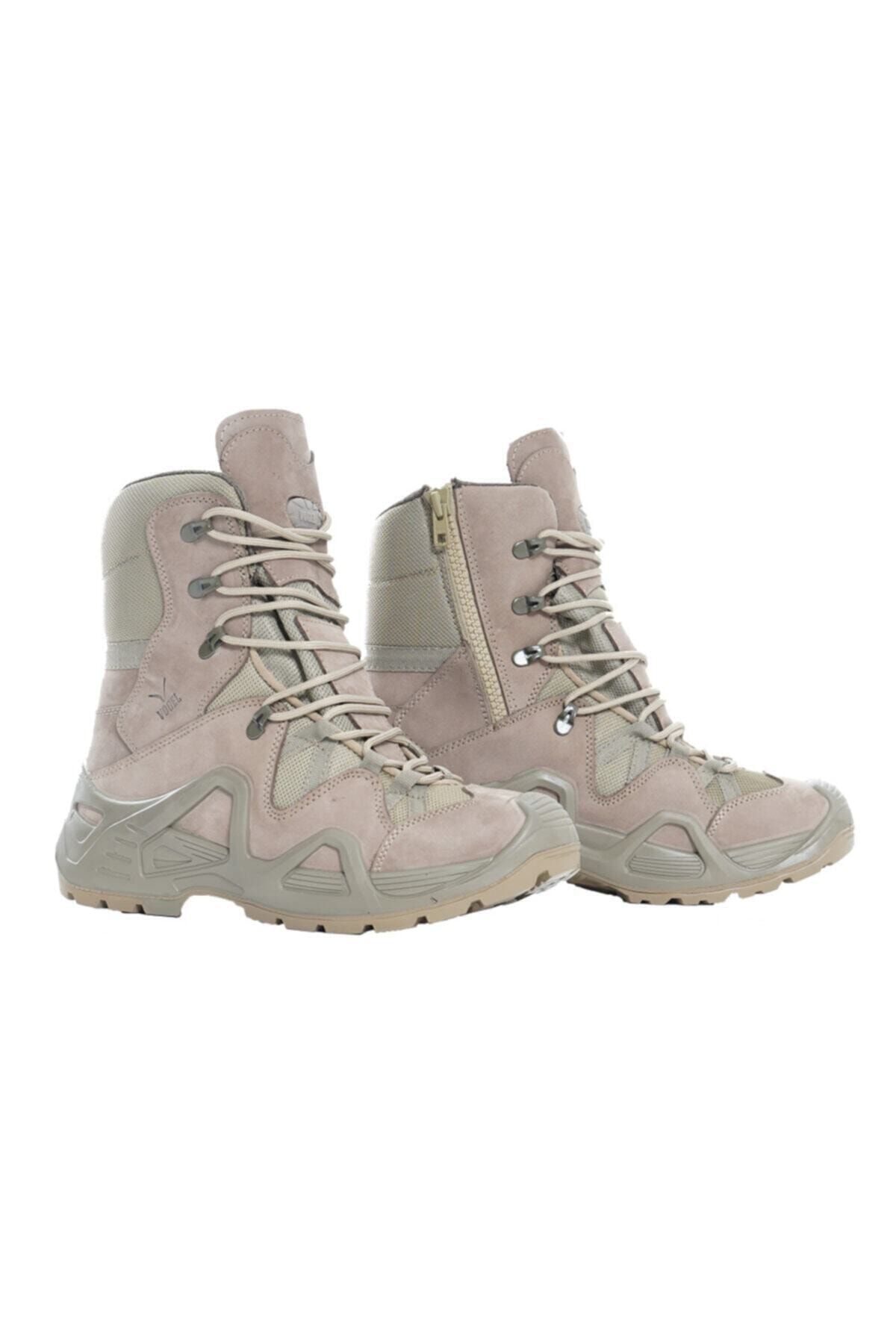 Vogel Unisex Bej Tactical Fermuarlı Nubuk Deri Bot