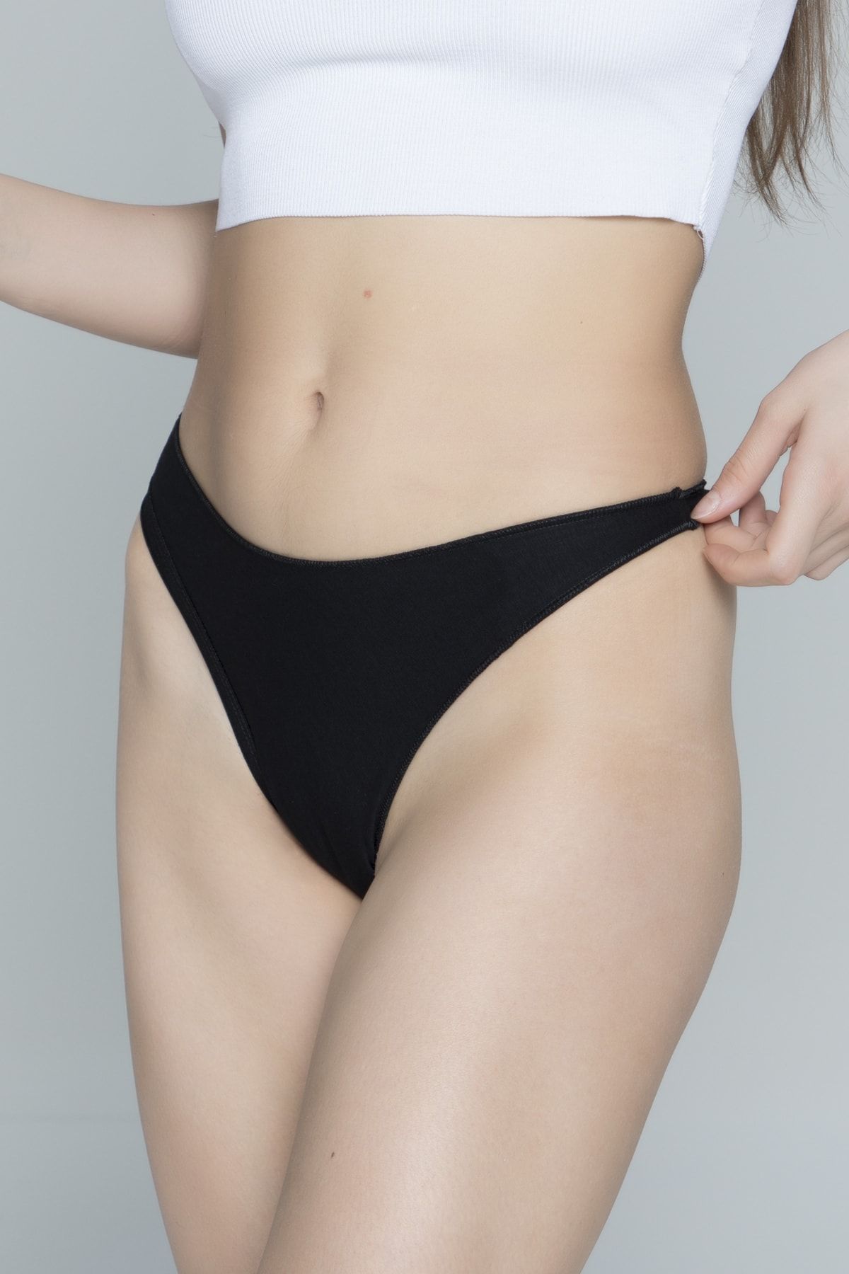 YeaP Underwear 3 Lü Pamuklu Likralı Kadın Siyah Klasik Tanga. Mükemmel Uyum