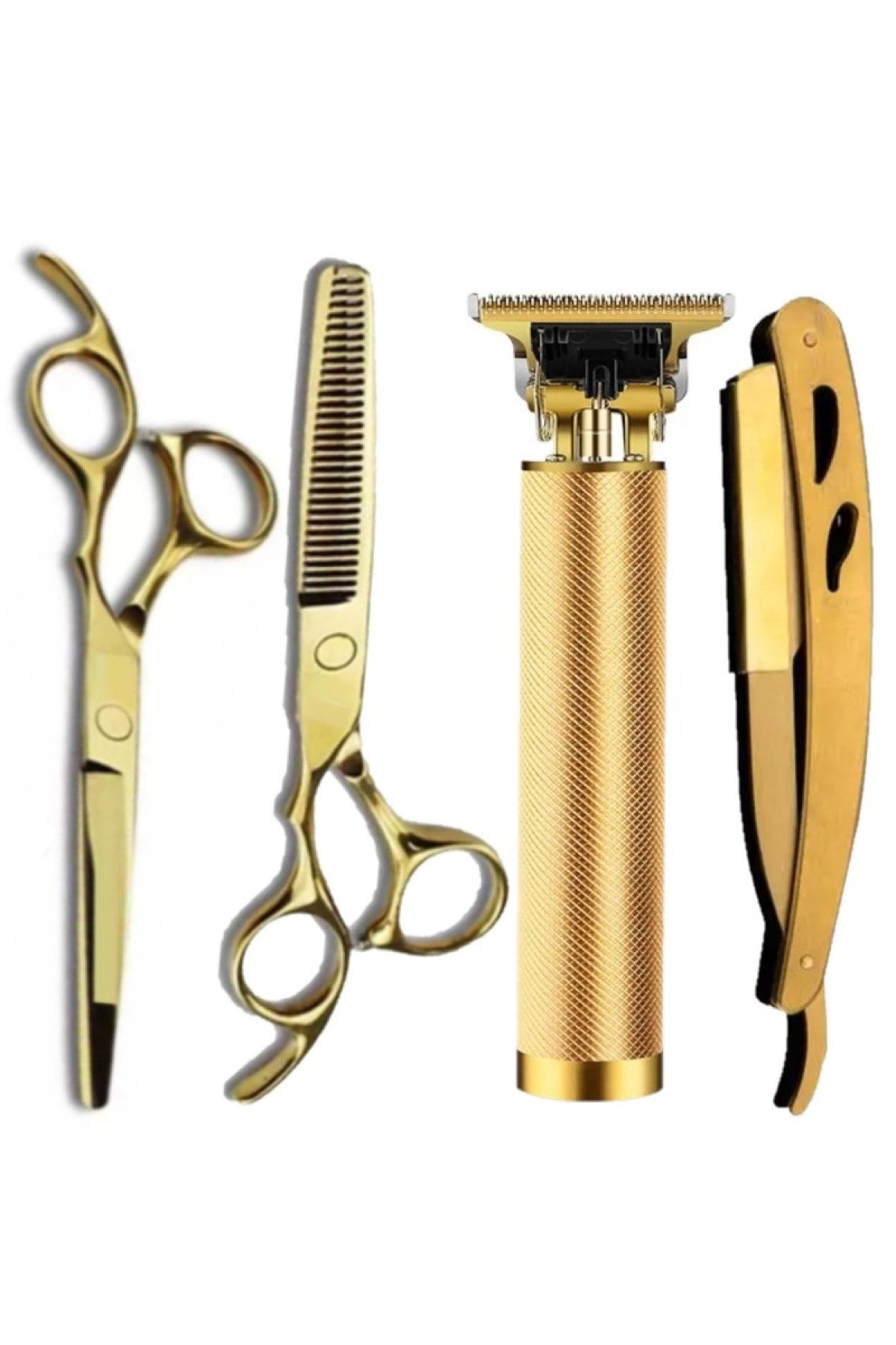 Qualis Shave R4 Tıraş Makinesi + U3 Ustura + M8 Kesme + Inceltme Makas Set - 6inç/15 cm