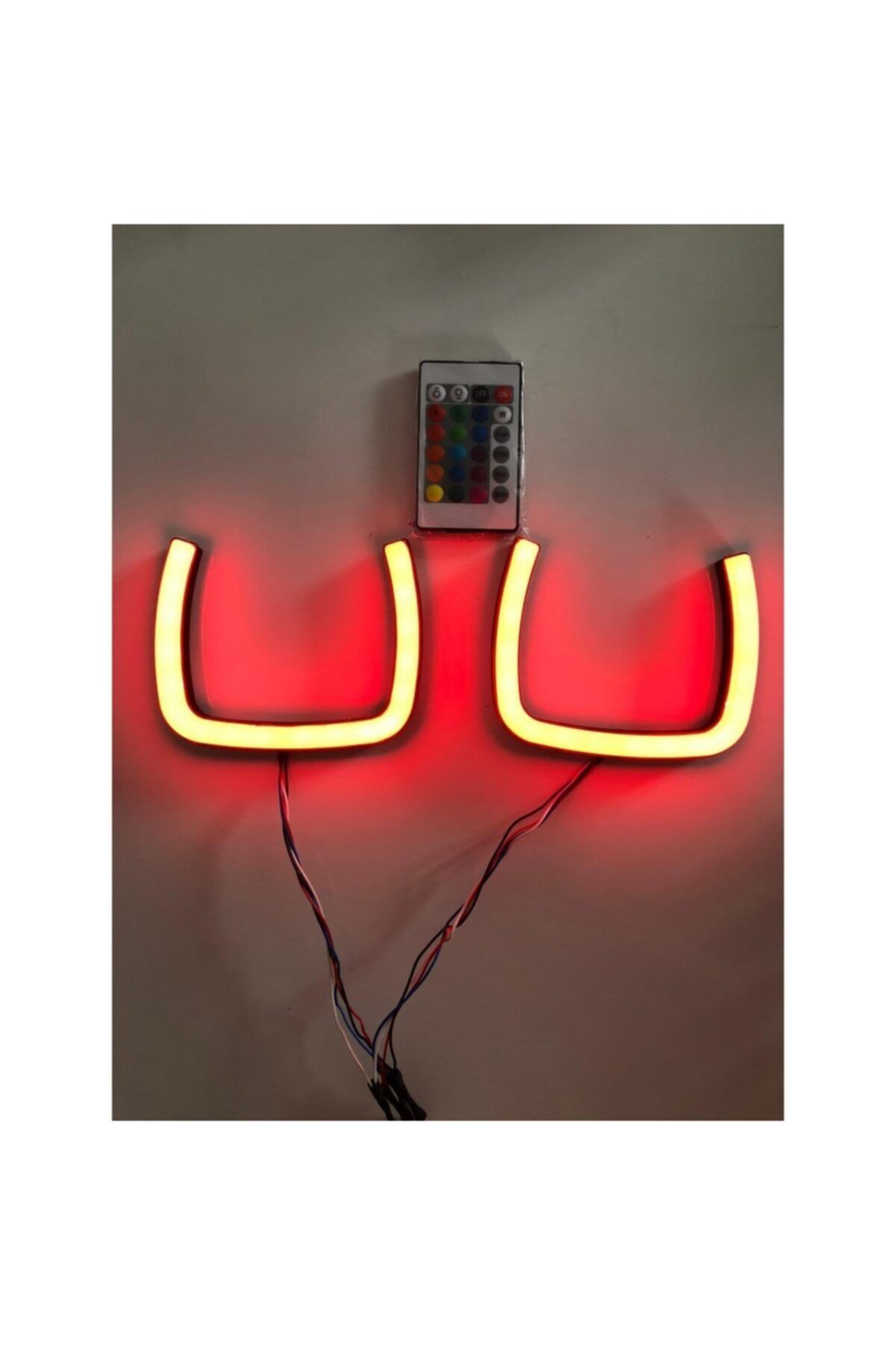 MASAL İMALAT Garantili 135 mm U Model Rgb Çok Renkli Kumandalı Angel Led Uyumlu