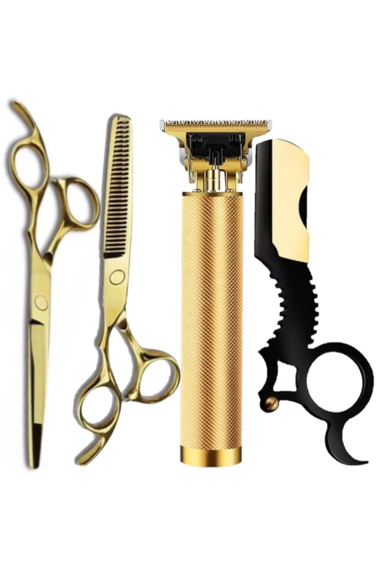 Qualis Shave R4 Tıraş Makinesi + U4 Ustura + M8 Kesme + Inceltme Makas Set - 6inç/15 Cm