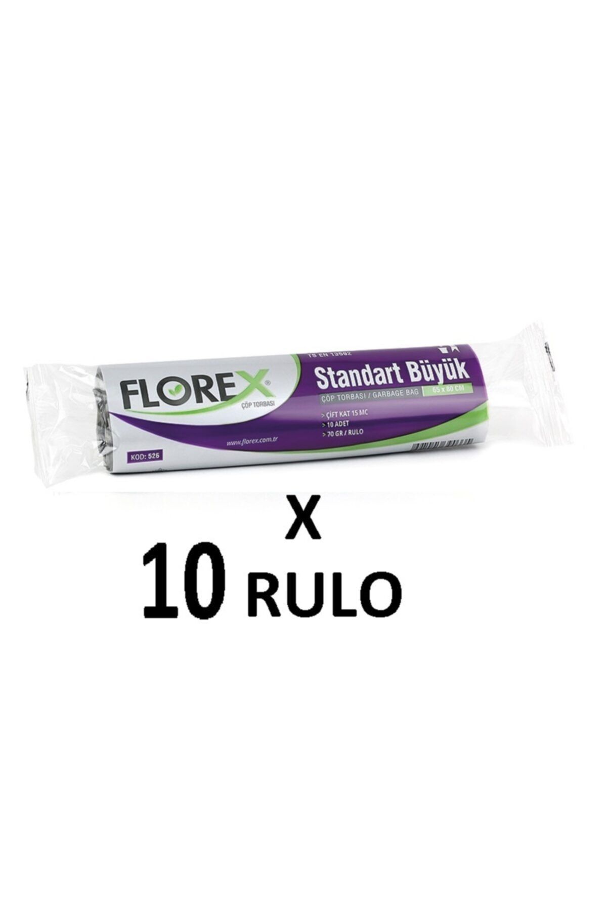 coverest Florex Standart Büyük Boy ( 65x80 Cm ) Mavi Çöp Poşeti 10 Rulo 10*10=100 Adet
