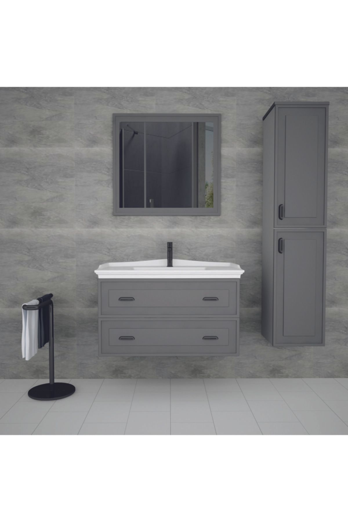 UĞURLU BANYO 100 Cm Loft Banyo Dolabı & 35 Cm Loft Boy Dolabı