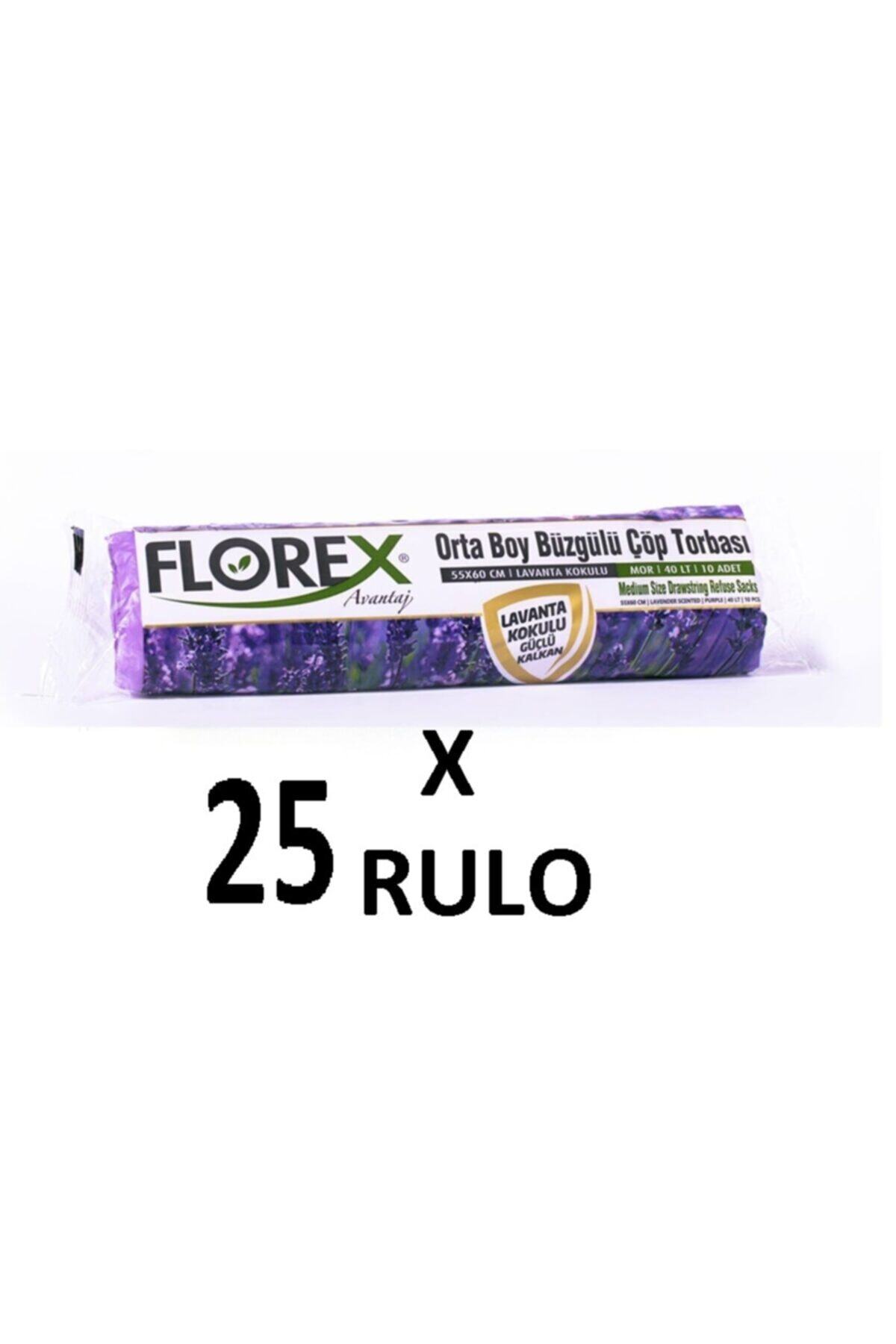 coverest Florex Lavanta Kokulu Büzgülü Orta Boy ( 55x60 Cm ) Çöp Poşeti Mor 25 Rulo 10*25=250 Adet