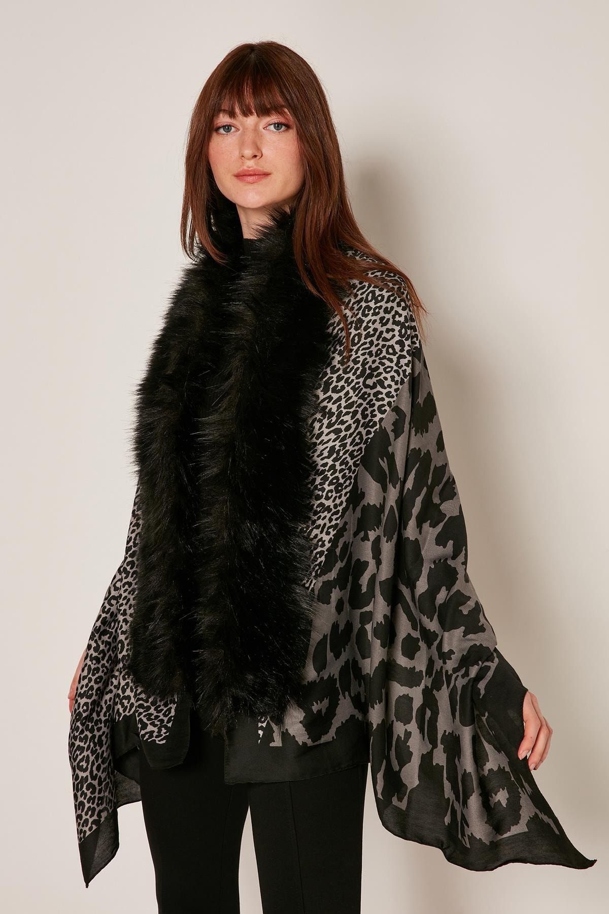 YLondon 13955-3 Patchwork Leopar Desenli Siyah Panço