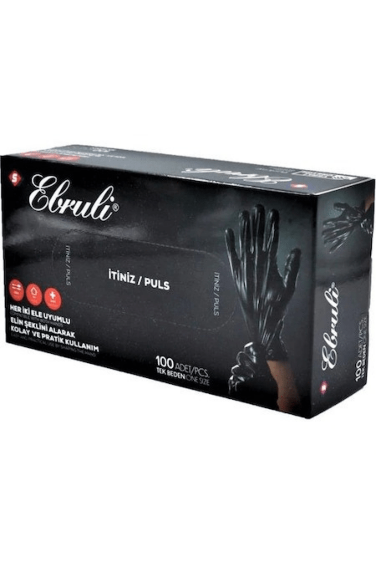 Ebruli Hibrit Pudrasız Eldiven Siyah L Beden