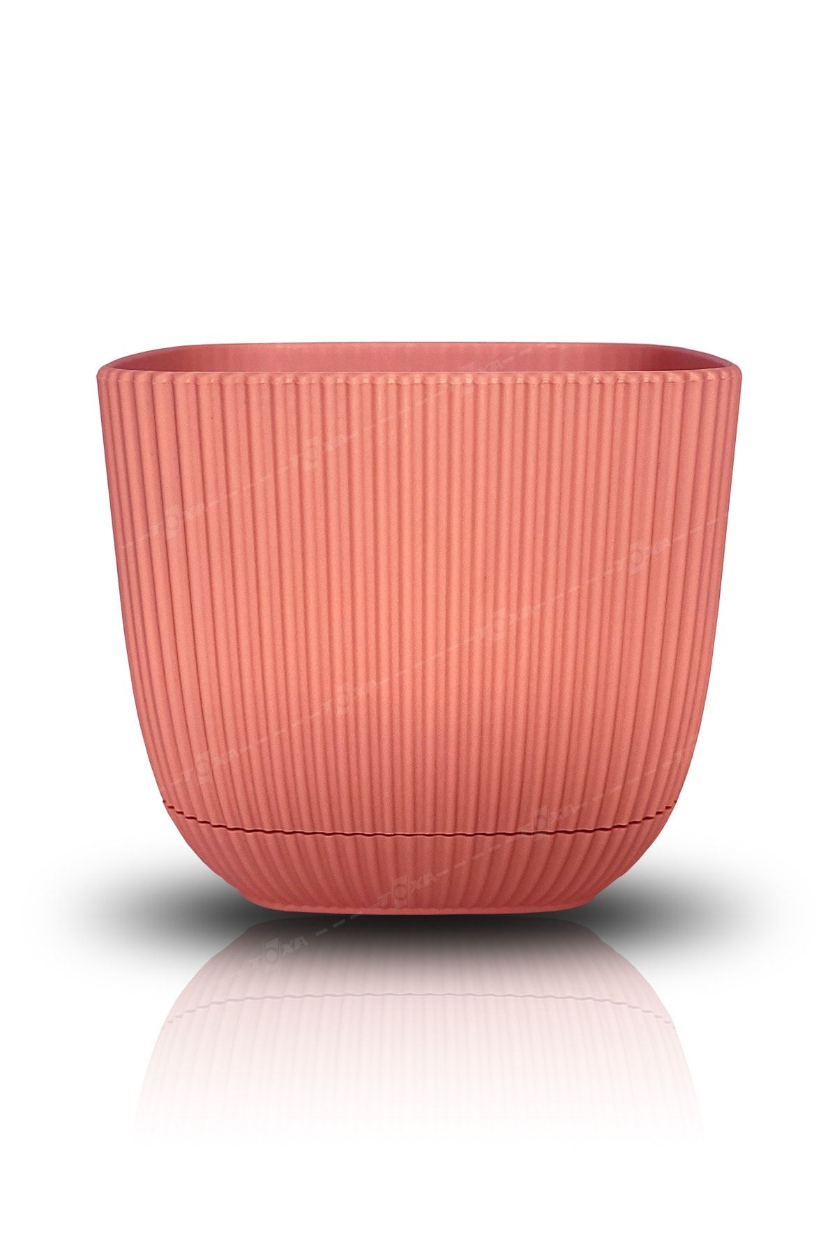 ToXA 0.67 Litre 11x11x9,5cm Mini Boy Tabaklı Plastik Kaktüs Sukulent Saksısı Kare Mercan Saksı Pembe