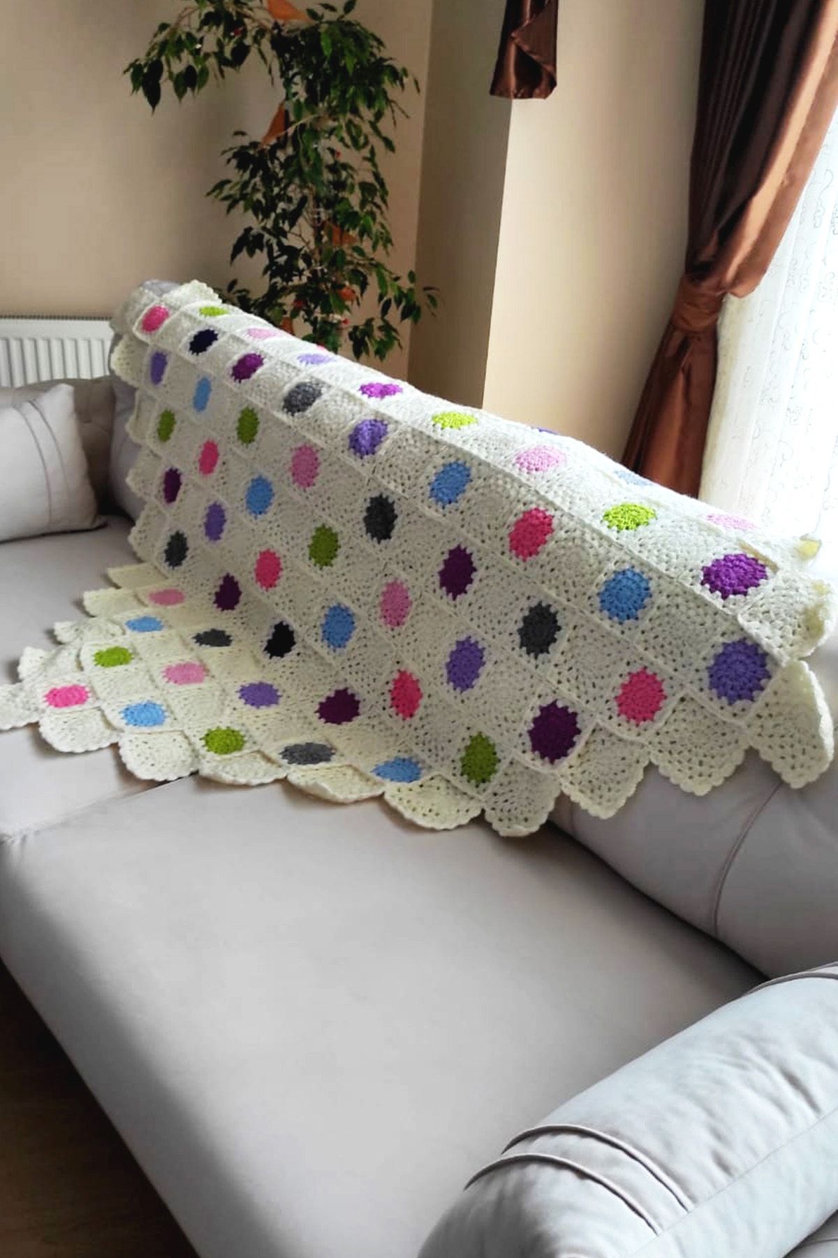 nftart.design Beyazım - El Örgüsü Koltuk Şalı & Diz Battaniyesi & Tv Battaniyesi