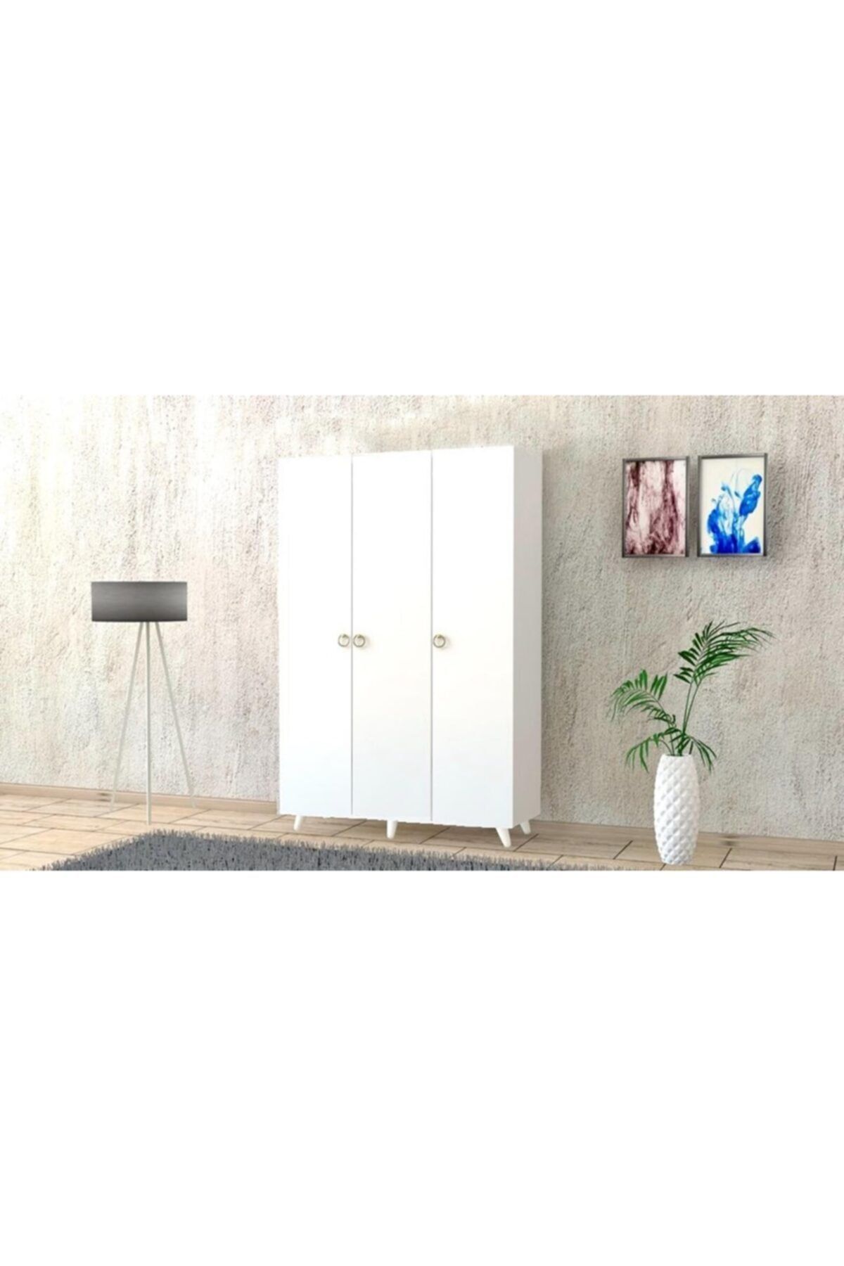 baramolife , Portmanto, Vestiyer, Ayakkabılık, Beyaz Gövde, Beyaz Kapak, 105cmlik, P.u.b-1
