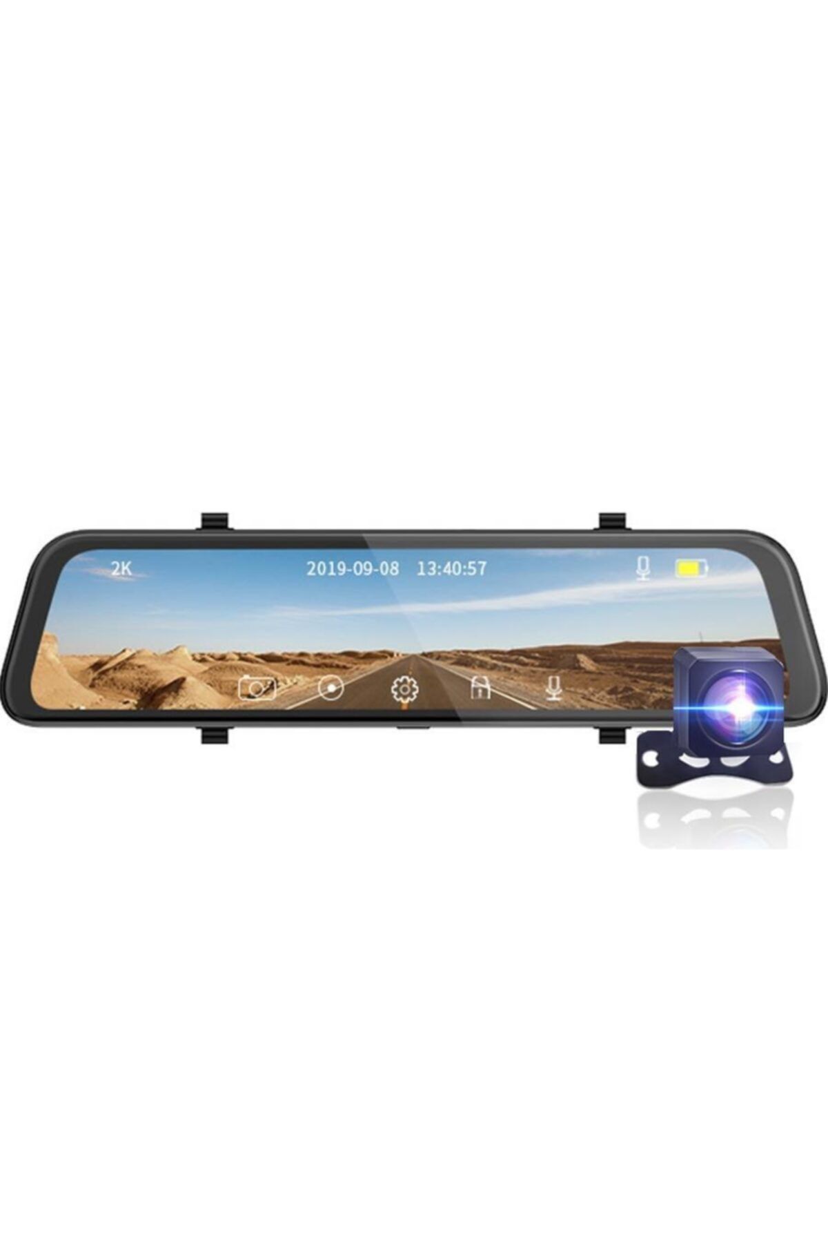 Novatek Nt922g+32gb 2k 1440p+1080p Gps Modüllü 12 Inç Dokunmatik Dikiz Aynalı Çift Yön Araç Kamerası
