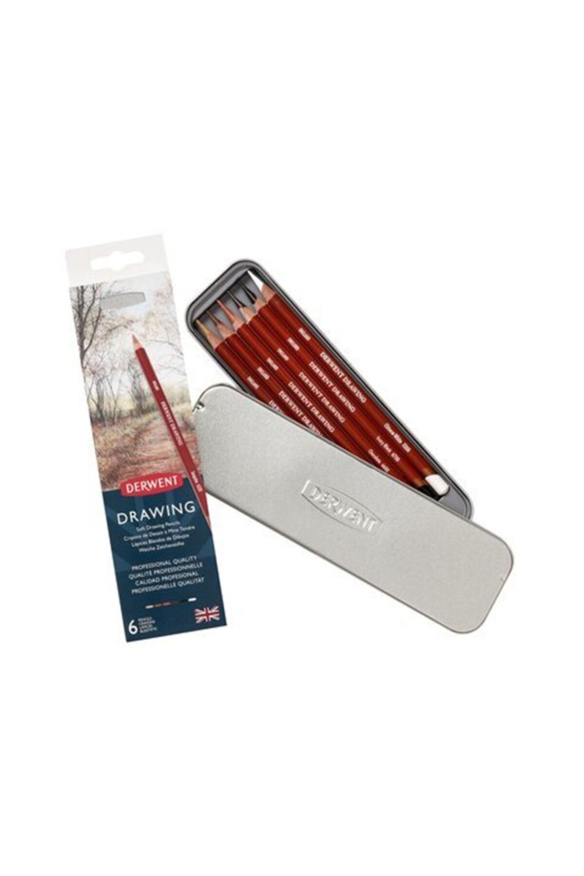 Derwent Drawing Renkli Çizim Kalem Seti 6'lı Teneke Kutu 0701089