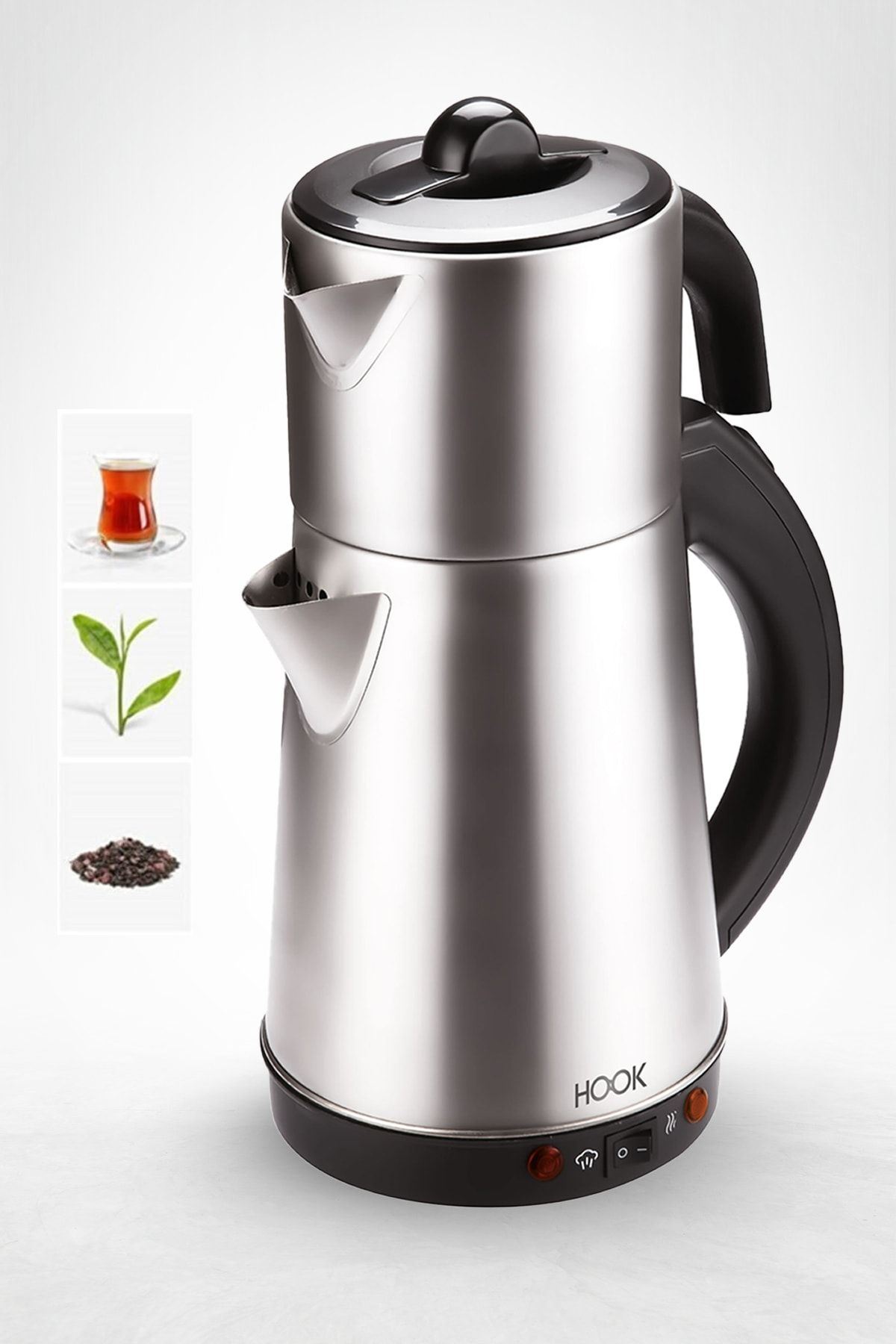 HOOK Inox Paslanmaz Çelik Çay Makinesi Su Isıtıcı Çaycı Elektrikli Çaydanlık