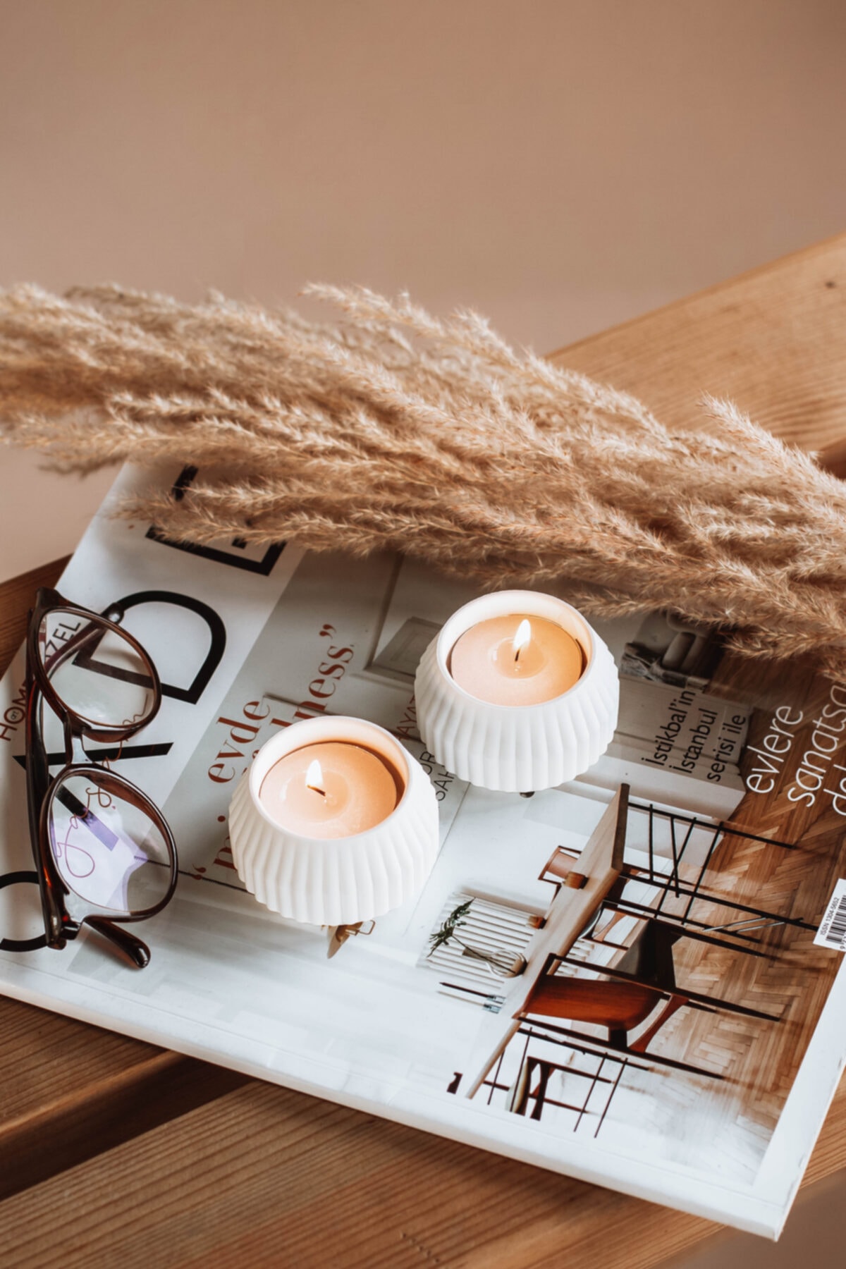 BEIGE Sun 2'li Tealight Mumluk