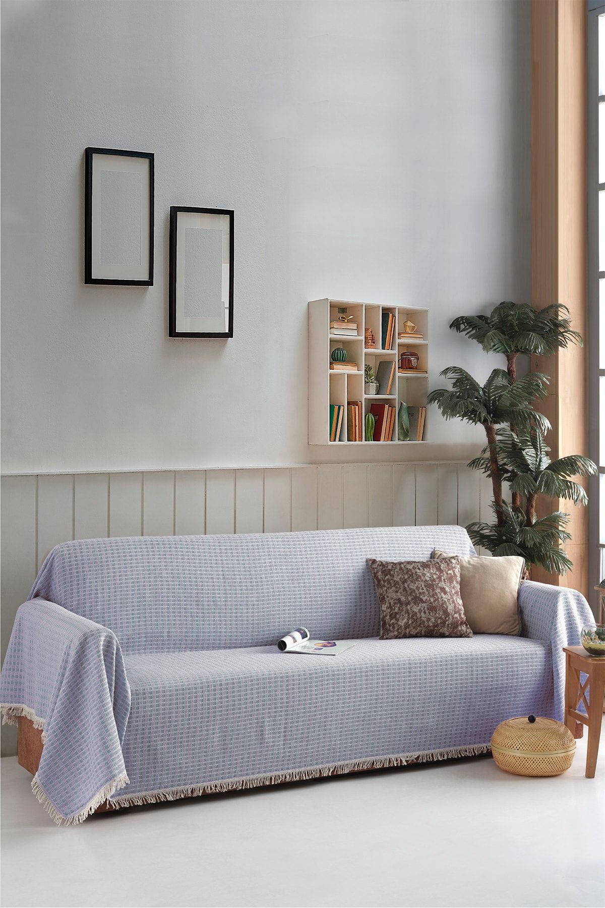 LADYNİL Büyük Koltuk Örtüsü Yaren Kolları Kaplayan Mavi 180x320