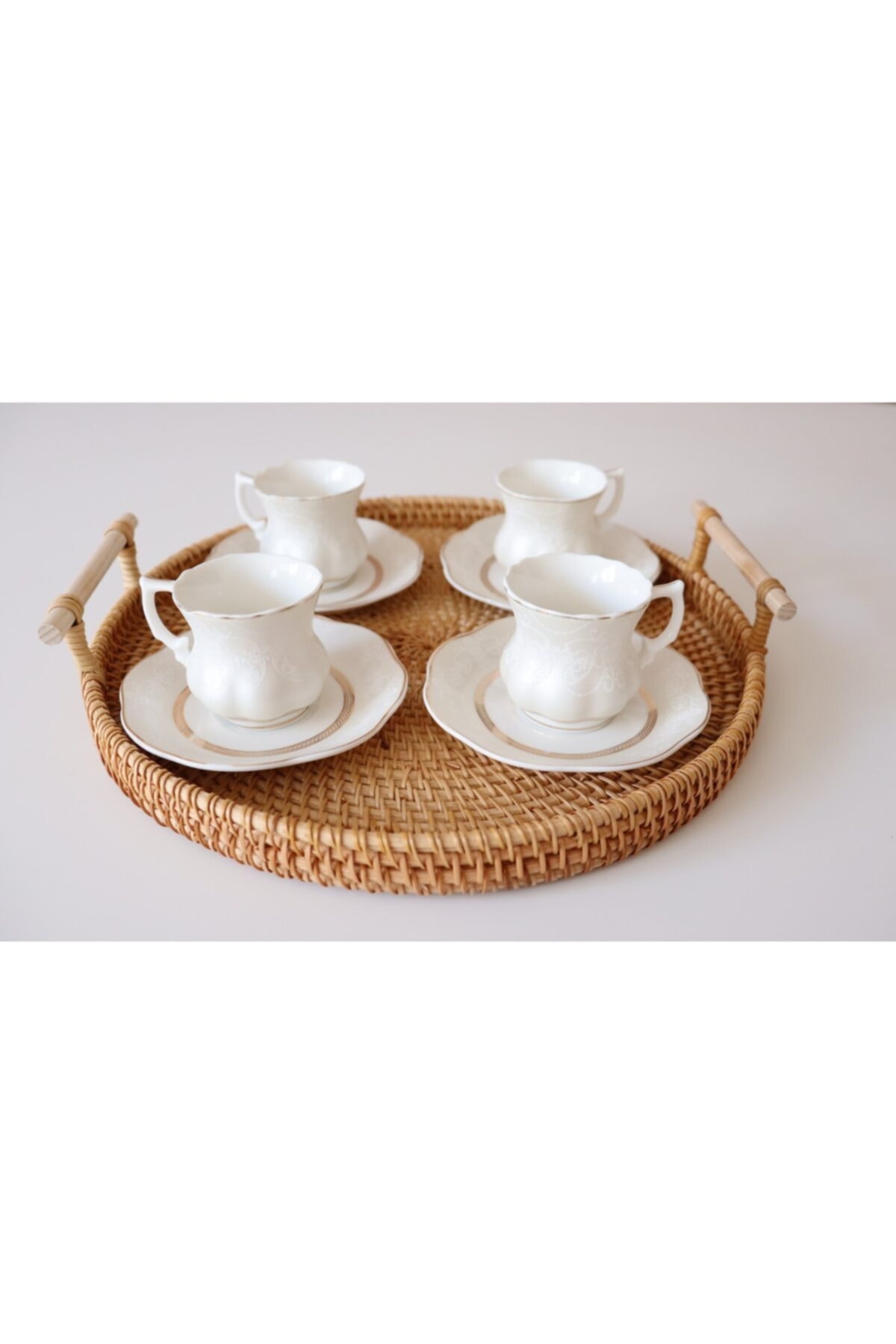 Atölyevde Dekoratif Rattan Sunum Tepsisi (30 CM)