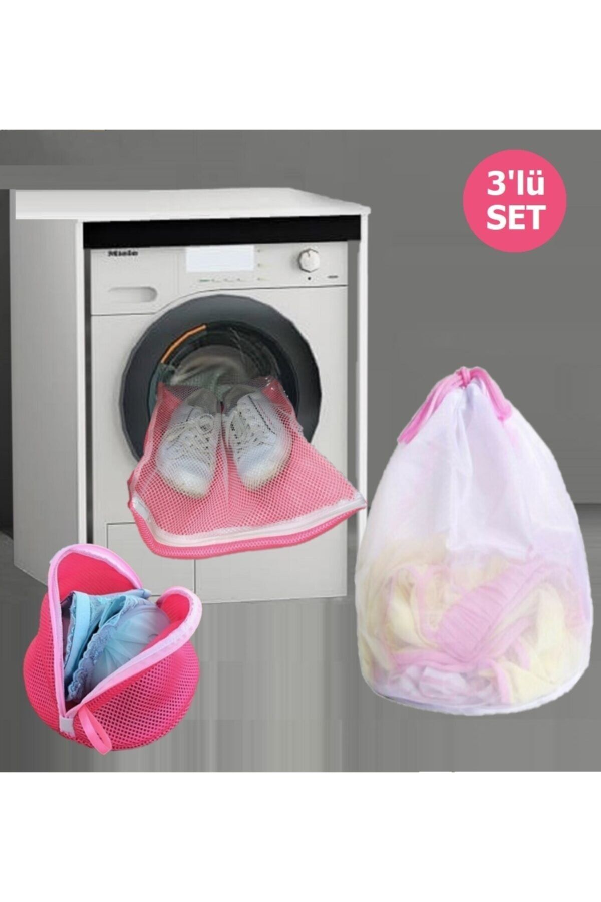 Ferzin 3'lü Set Ayakkabı Sütyen Çamaşır Yıkama Filesi