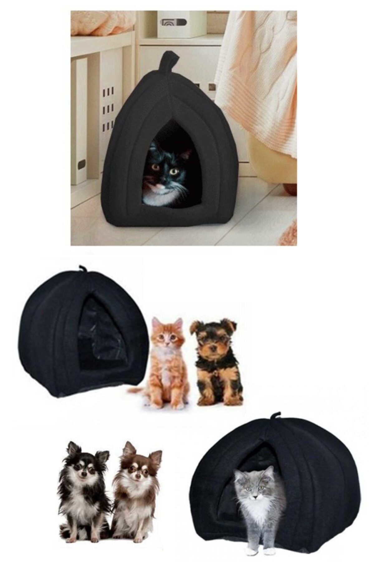 OZCMAX Pet Hut Polar Kedi Ve Köpek Yatağı - Siyah-