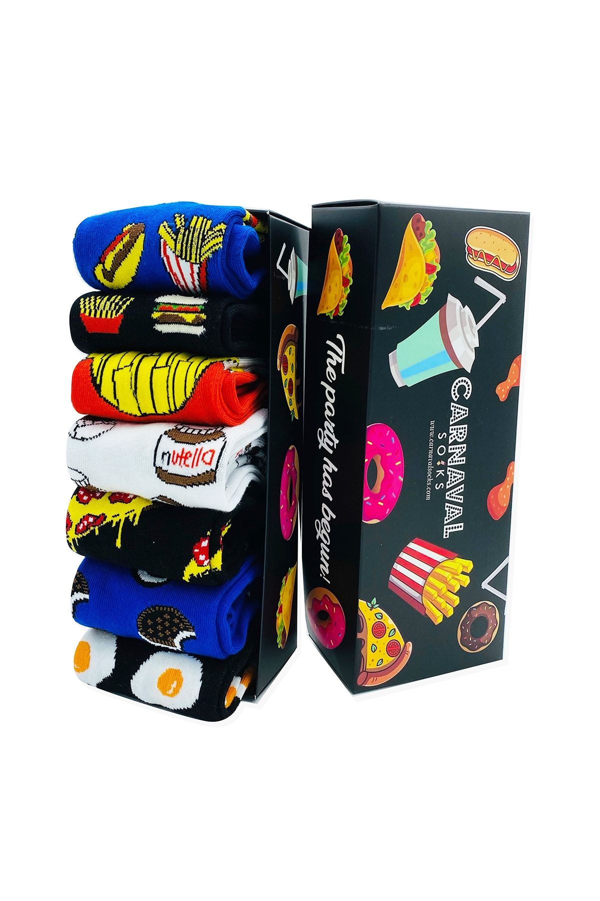 CARNAVAL SOCKS 7'li Fast Food Yemek Yiyecek Desenli Renkli Çorap Set