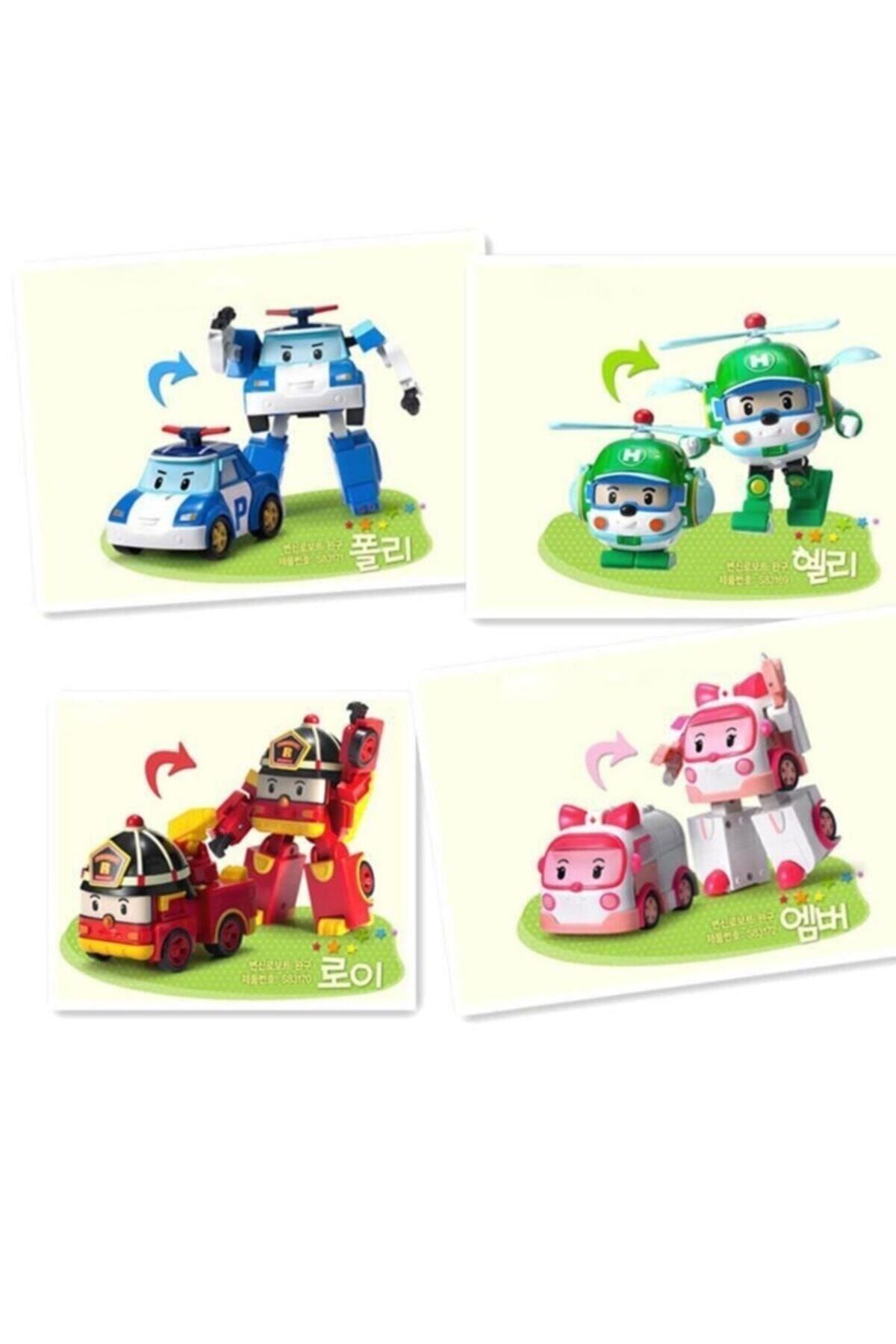 Robocar Poli 2022 Yılbaşı Fırsatları - Robota Dönüşebilen 4lü Set Poli Roy Helly Amber