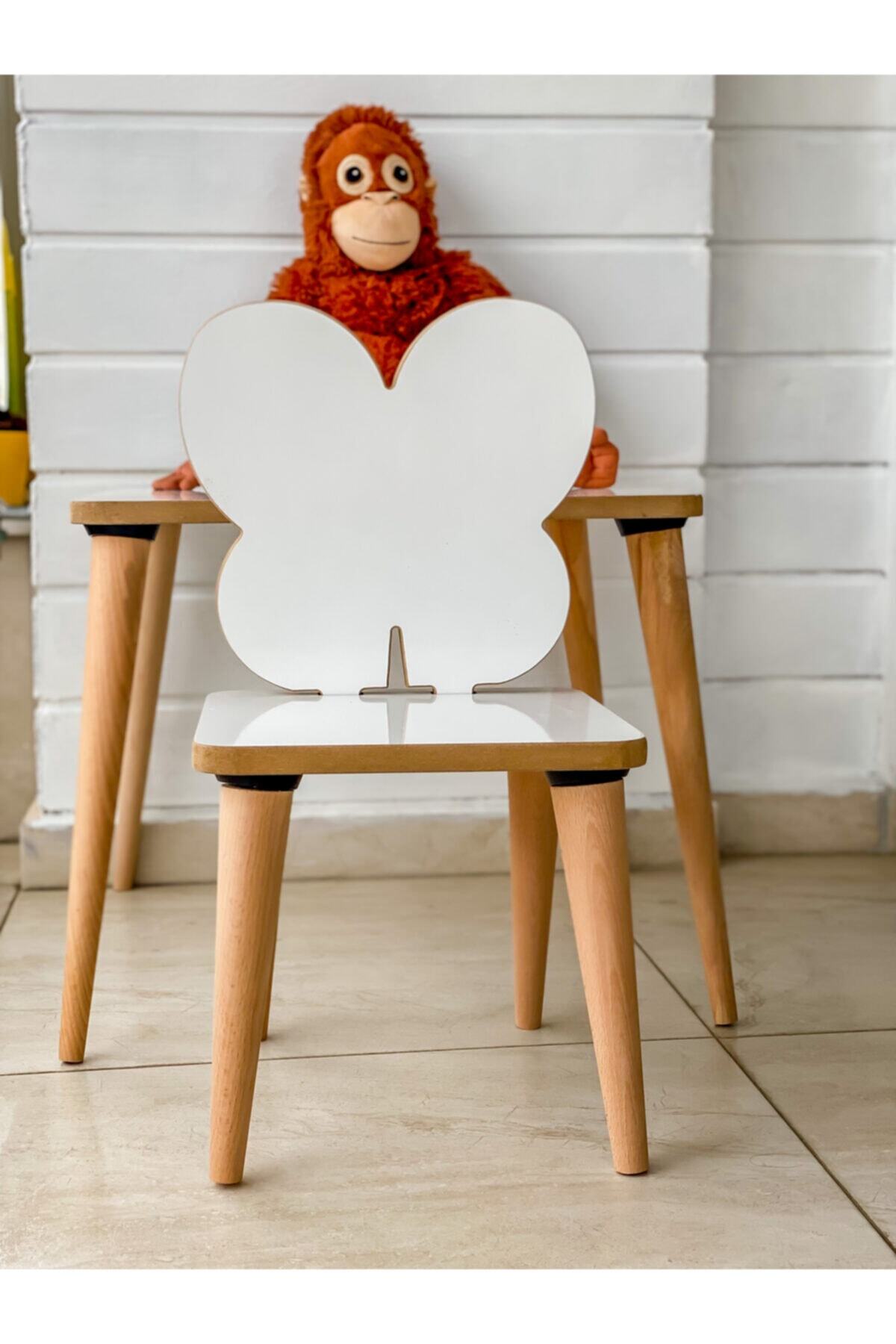 WoodBabyStore Montessori Kelebek Aktivite Masa Sandalye 1+2