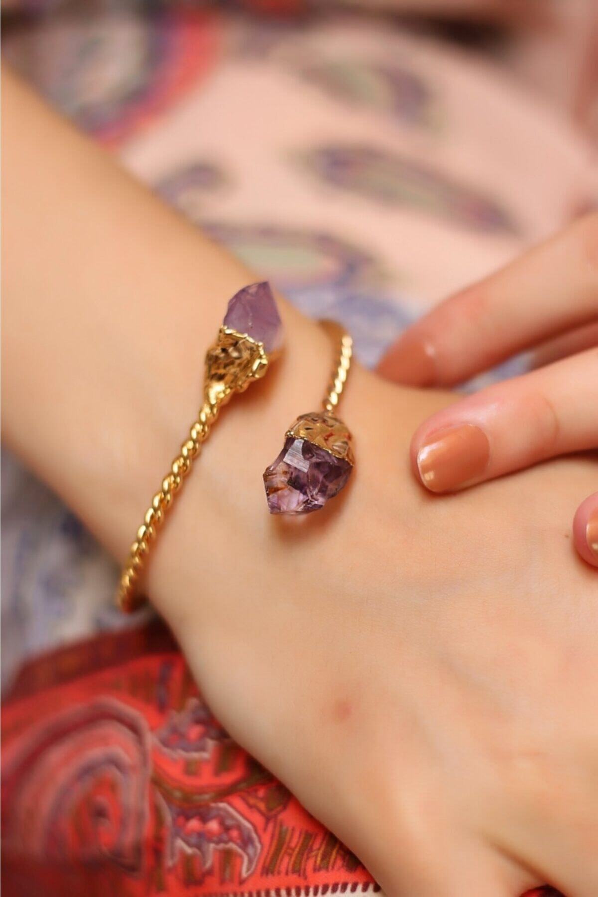 Molly Ametist Doğaltaş Ayarlanabilir Bilezik