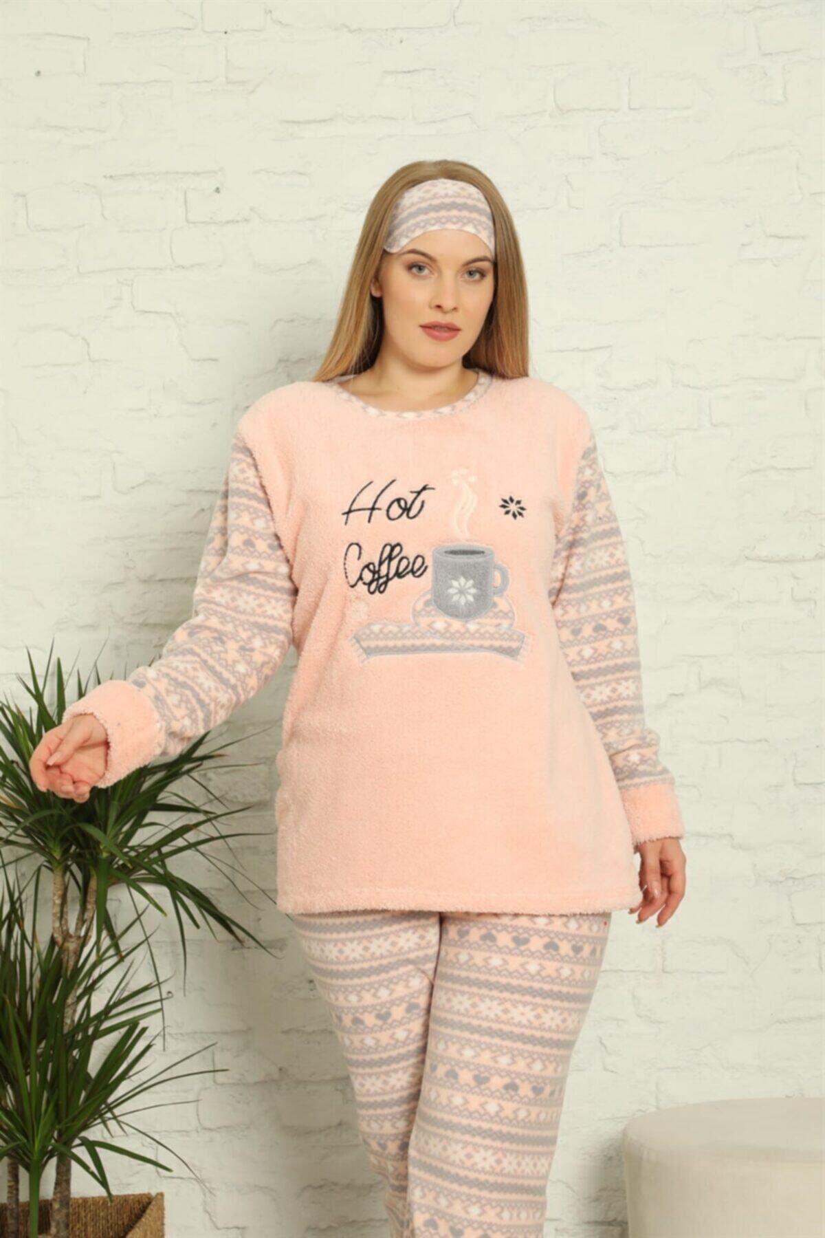 alfaze Polar Kadın Büyük Beden Pijama Takımı 808013 Somon