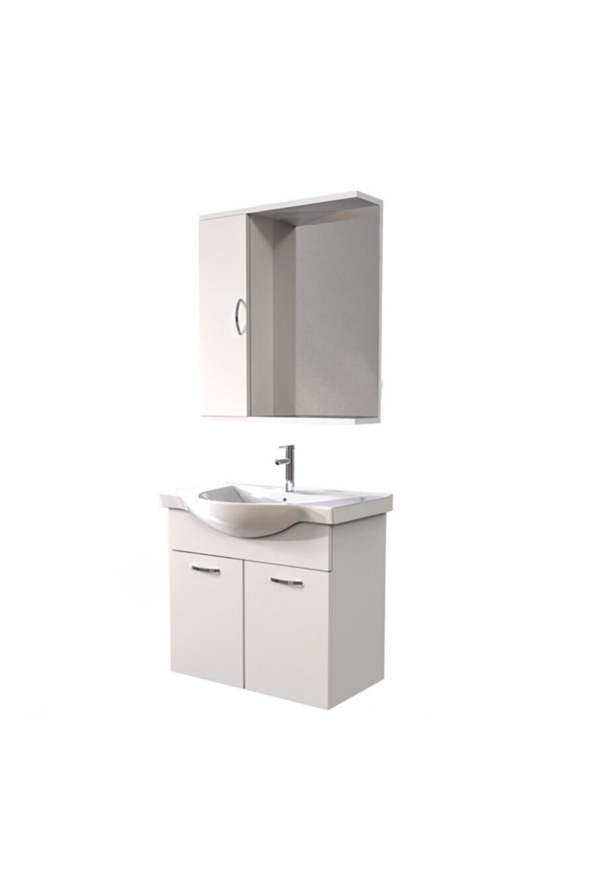 bahçeşehir dekorasyon Ayaksız 2 Kapaklı Beyaz Mdf Banyo Dolabı Seti( Lavabo Dahil Değildir)