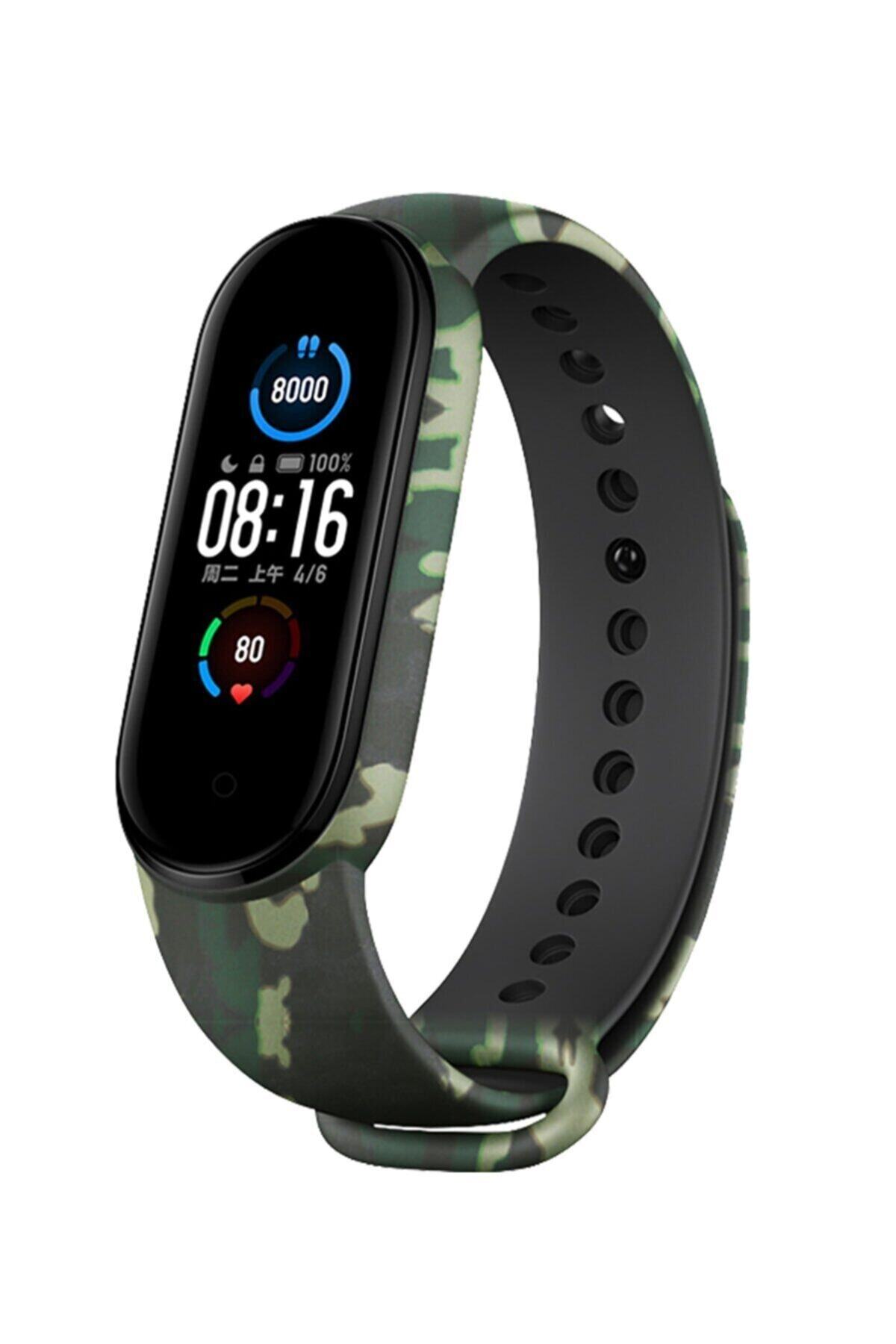 FURENFA Xiaomi Mi Band 3/4 Uyumlu A+ Yüksek Kalite Kamuflaj Desenli Akıllı Bileklik Kordon Kayış Silikon