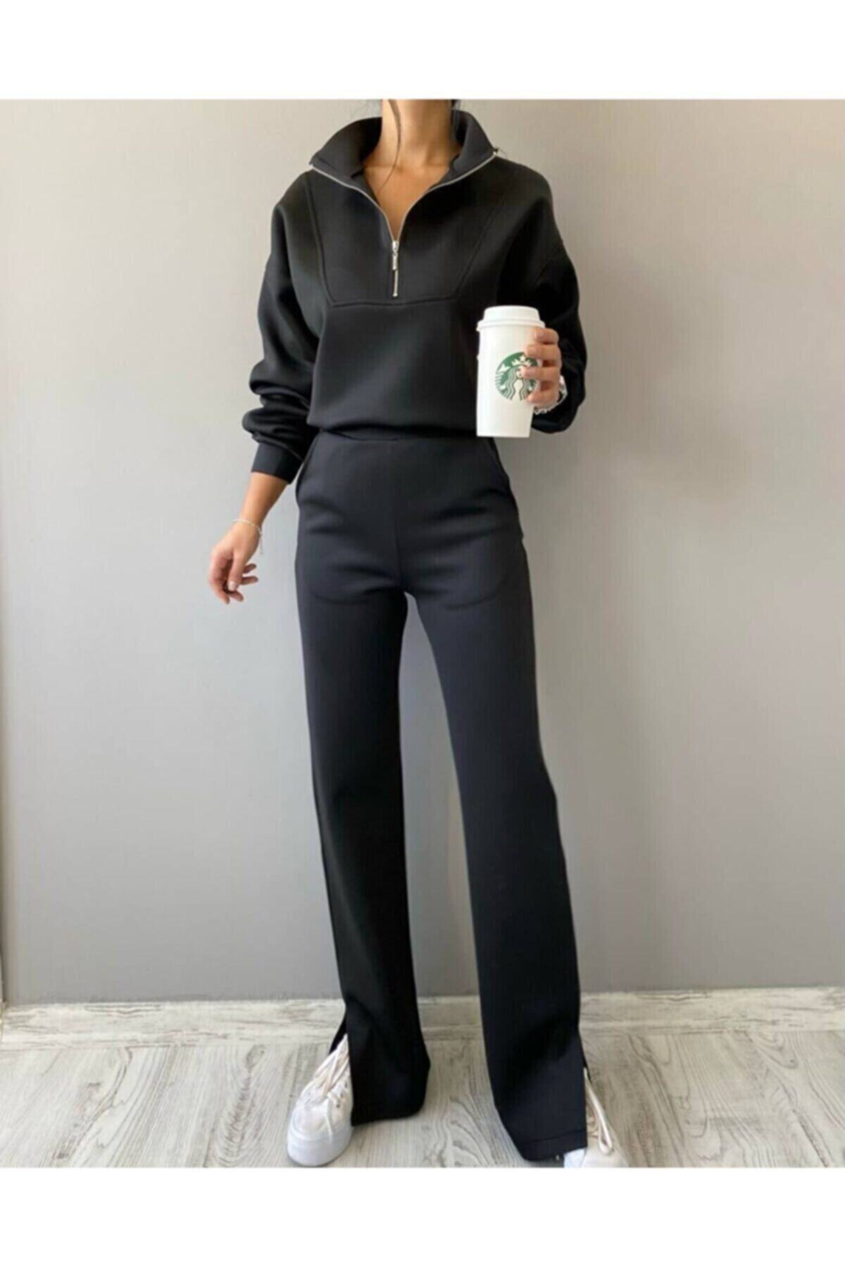 LA DİAMANTE Siyah Dalgıç Kumaş Eşofman Takımı