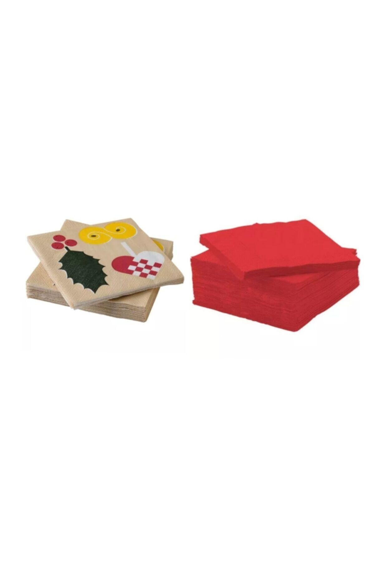CARMELİNA 2 Paket Peçete (kırmızı Ve Çok Renkli)