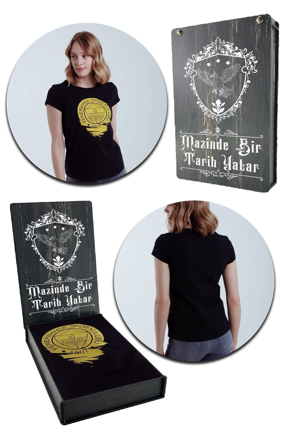Fenerbahçe Orijinal Kadın T-shirt Hediyelik Ahşap Kutulu