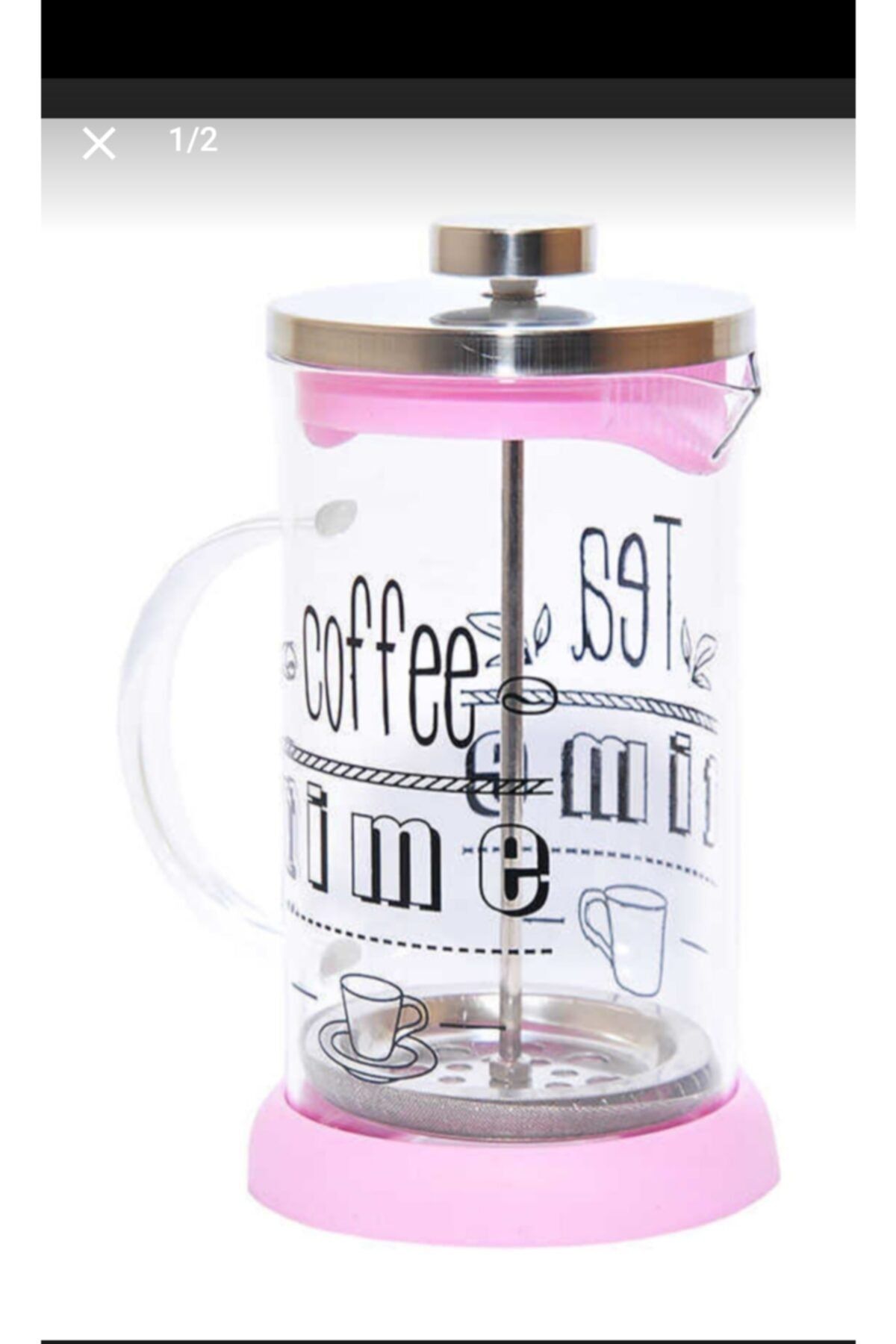 Miraç 350 ml Bitki Çayı Demliği French Press Pembe Renk