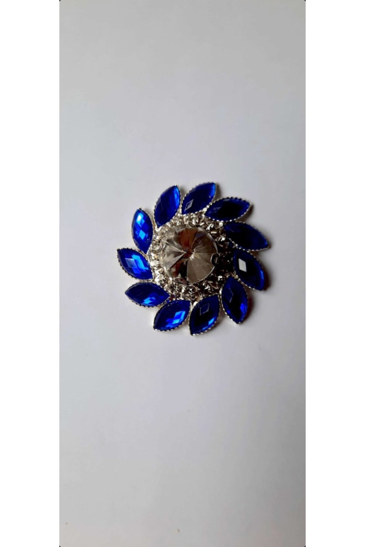 İMREN AKSESUAR Kristal Mavi-beyaz Taslı 35 Mm Düğme 1 Adet