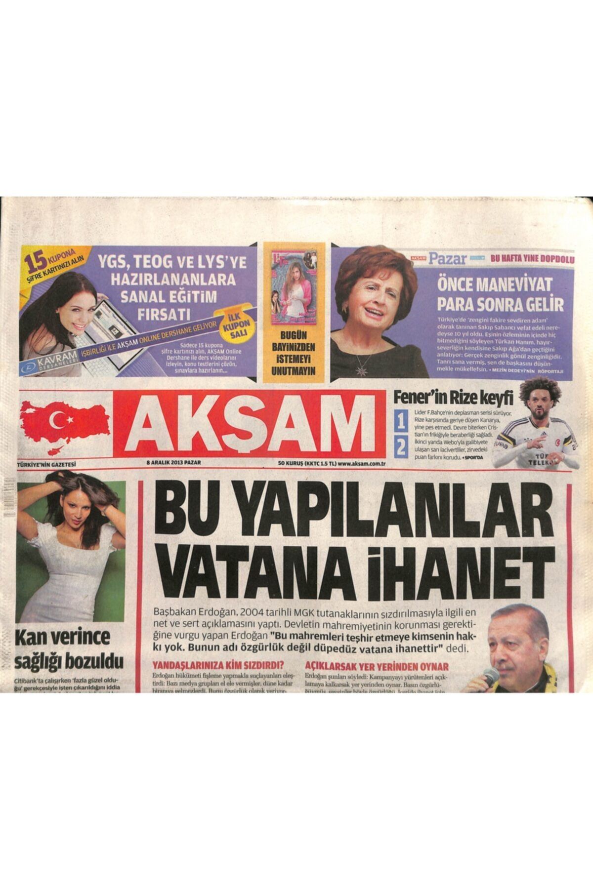 Gökçe Koleksiyon Akşam Gazetesi 8 Aralık 2013 - Abd'den Mandela'ya 3 Başkanlı Uğurlama