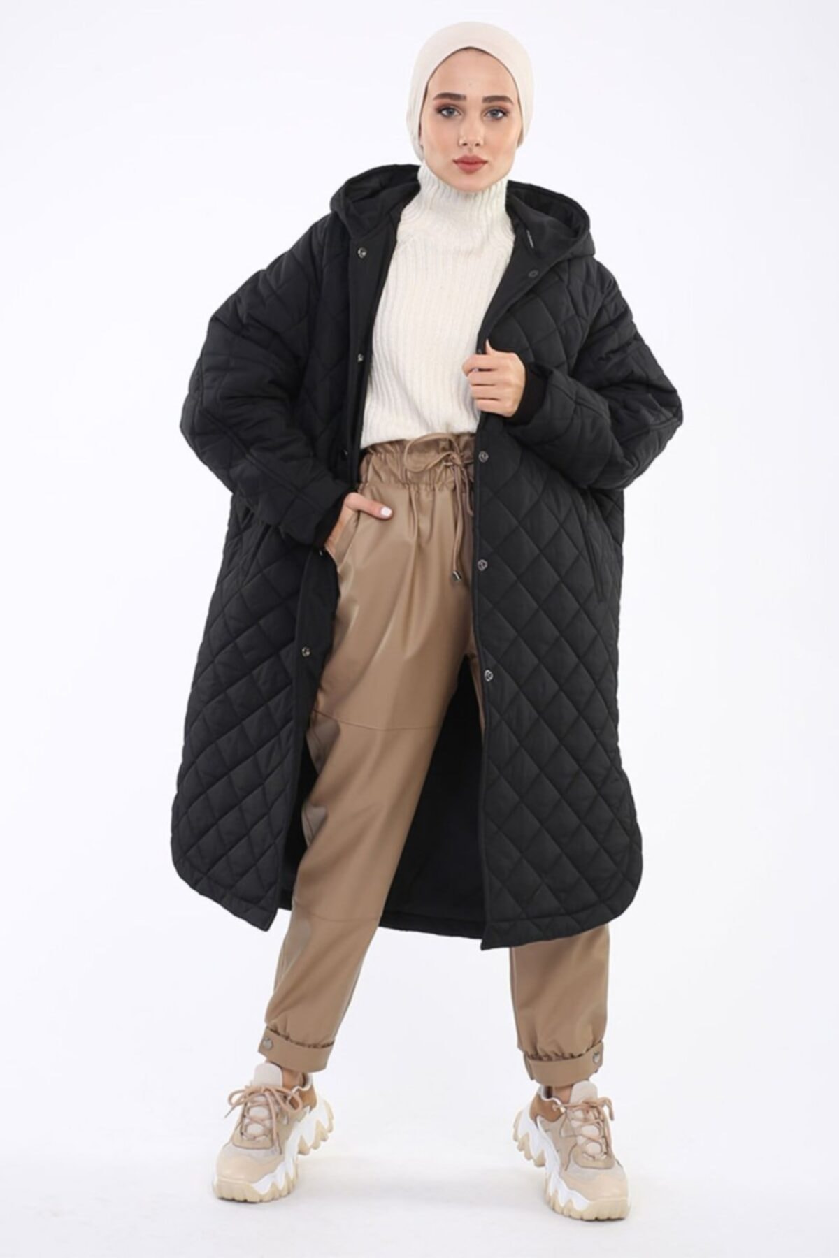 SİNDAL Reglan Kapitone Mont 4-4166 - Siyah
